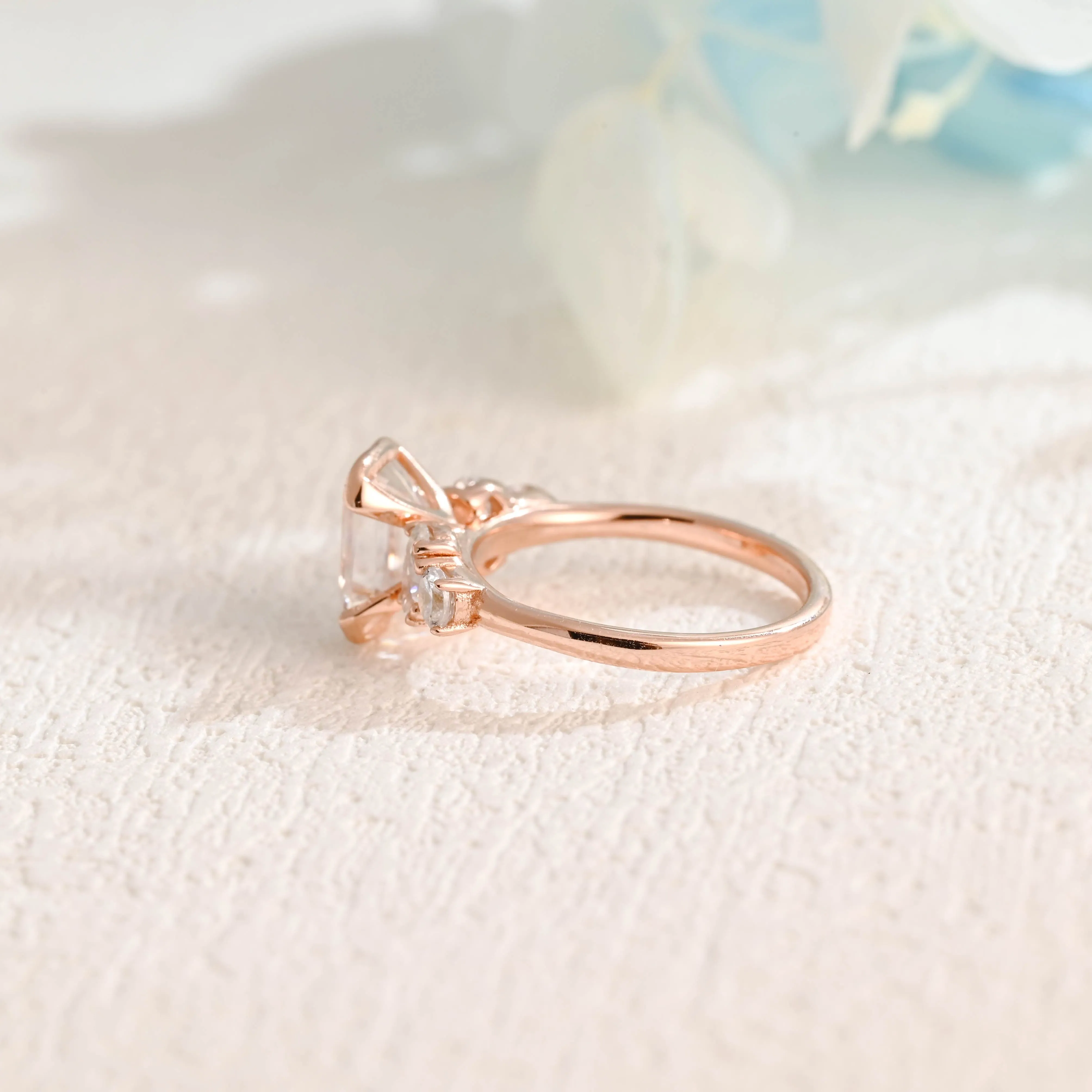 Solid Gold Emerald Cut Moissanite Engagement Ring sold by Causyou product image thumbnail 4