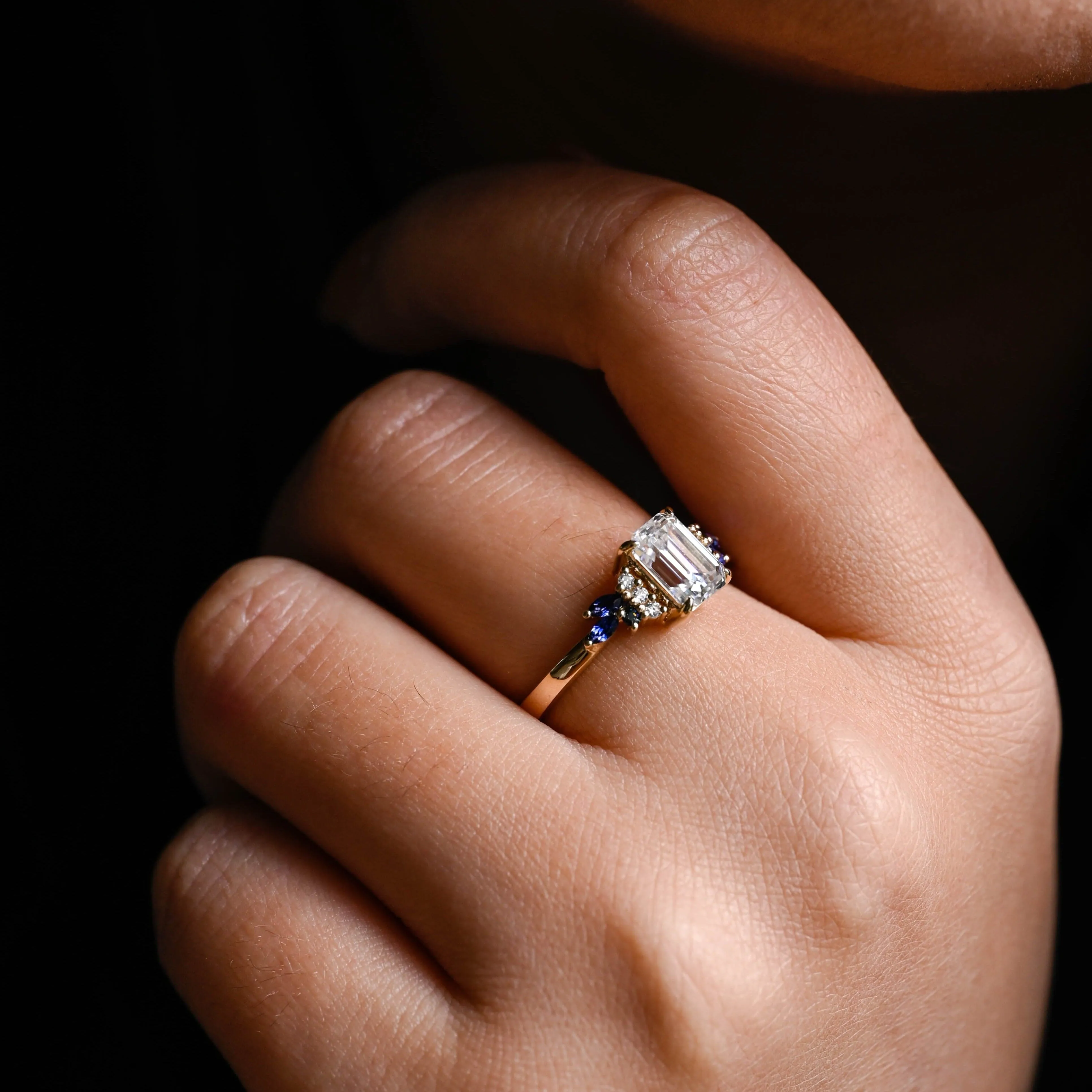 Solid Gold Emerald Cut Moissanite Engagement Ring sold by Causyou product image thumbnail 2