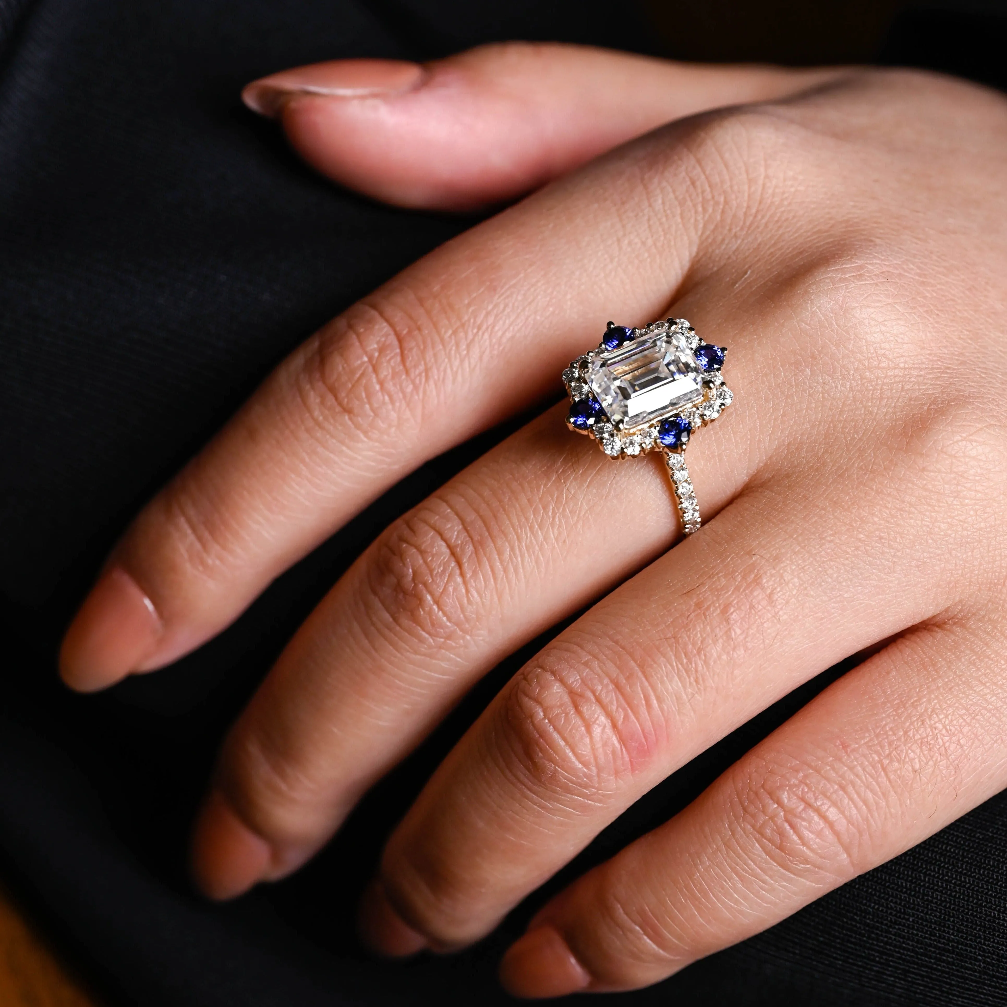 Solid Gold Emerald Cut Moissanite Engagement Ring sold by Causyou product image thumbnail 2