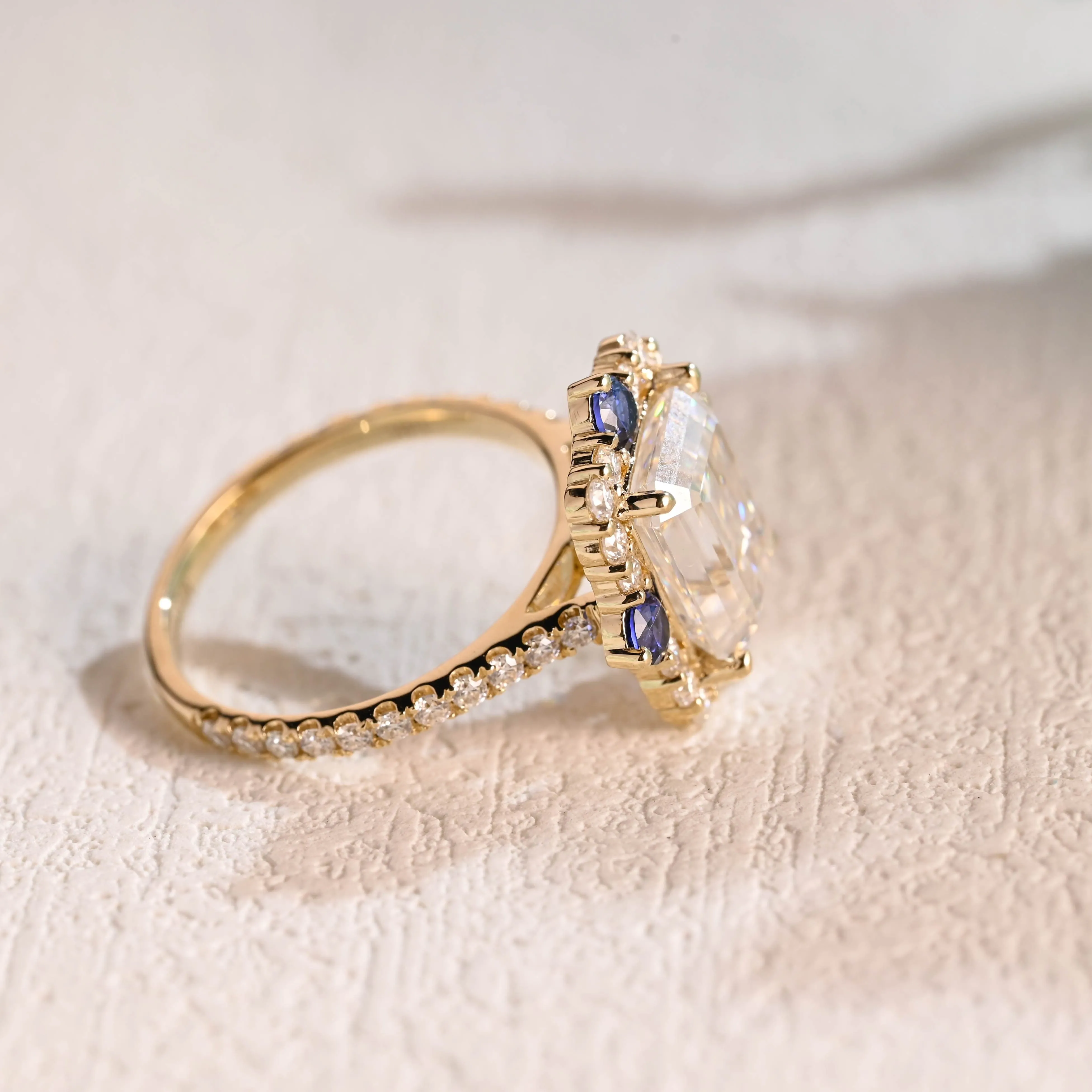 Solid Gold Emerald Cut Moissanite Engagement Ring sold by Causyou product image thumbnail 5