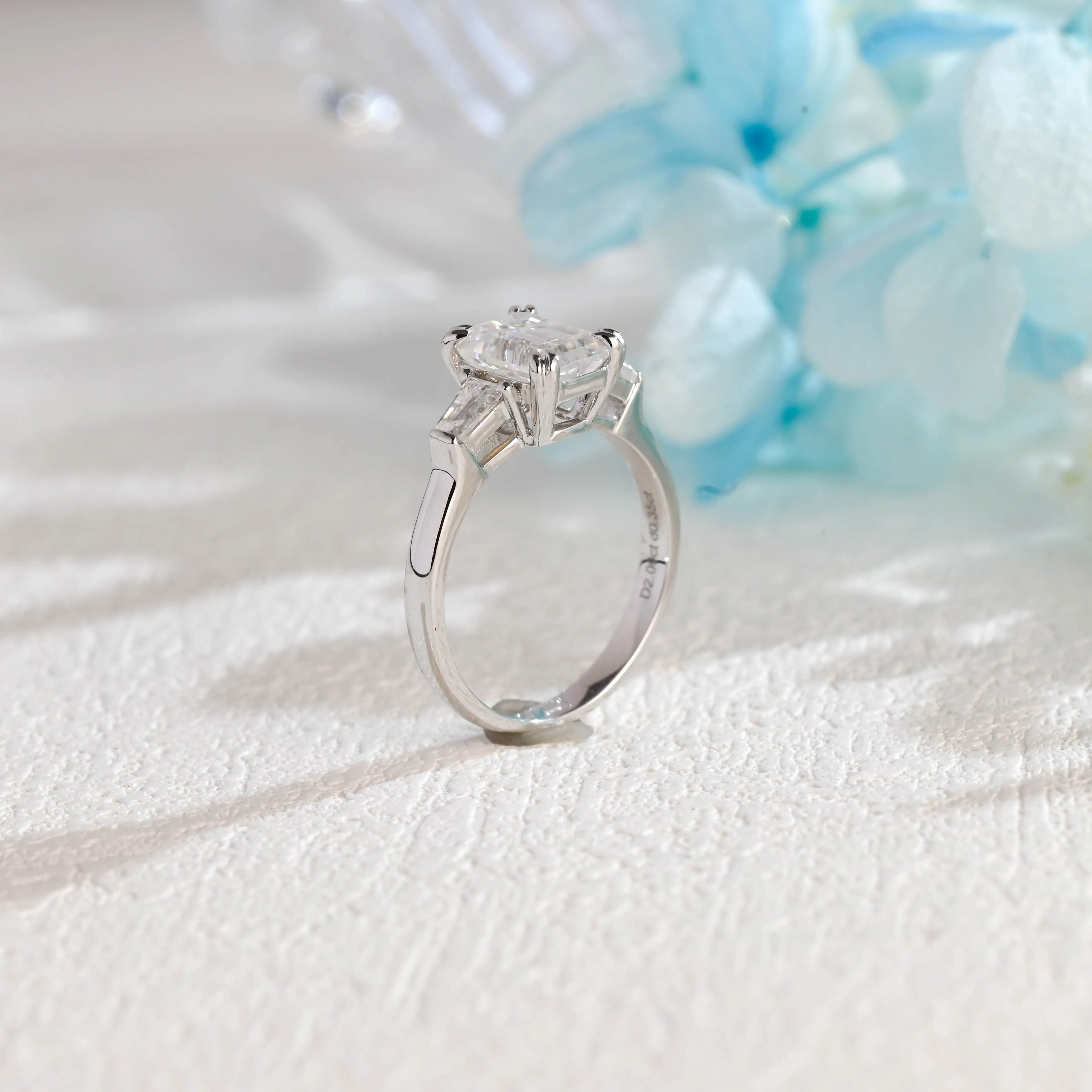 Solid Gold Emerald Cut Moissanite Engagement Ring sold by Causyou product image thumbnail 5