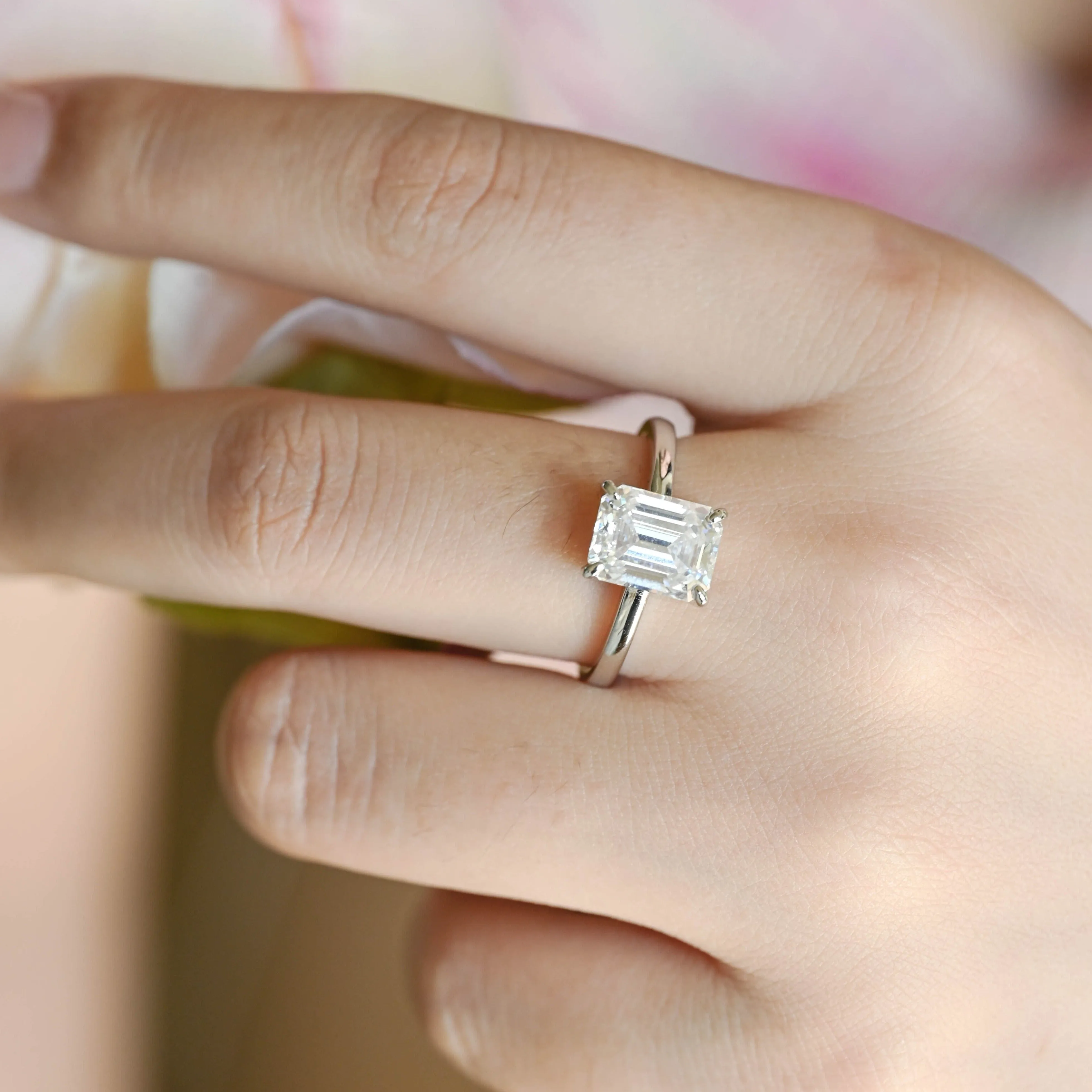 CausYou Solid Gold Emerald Cut Moissanite Engagement Ring sold by Causyou product image thumbnail 2