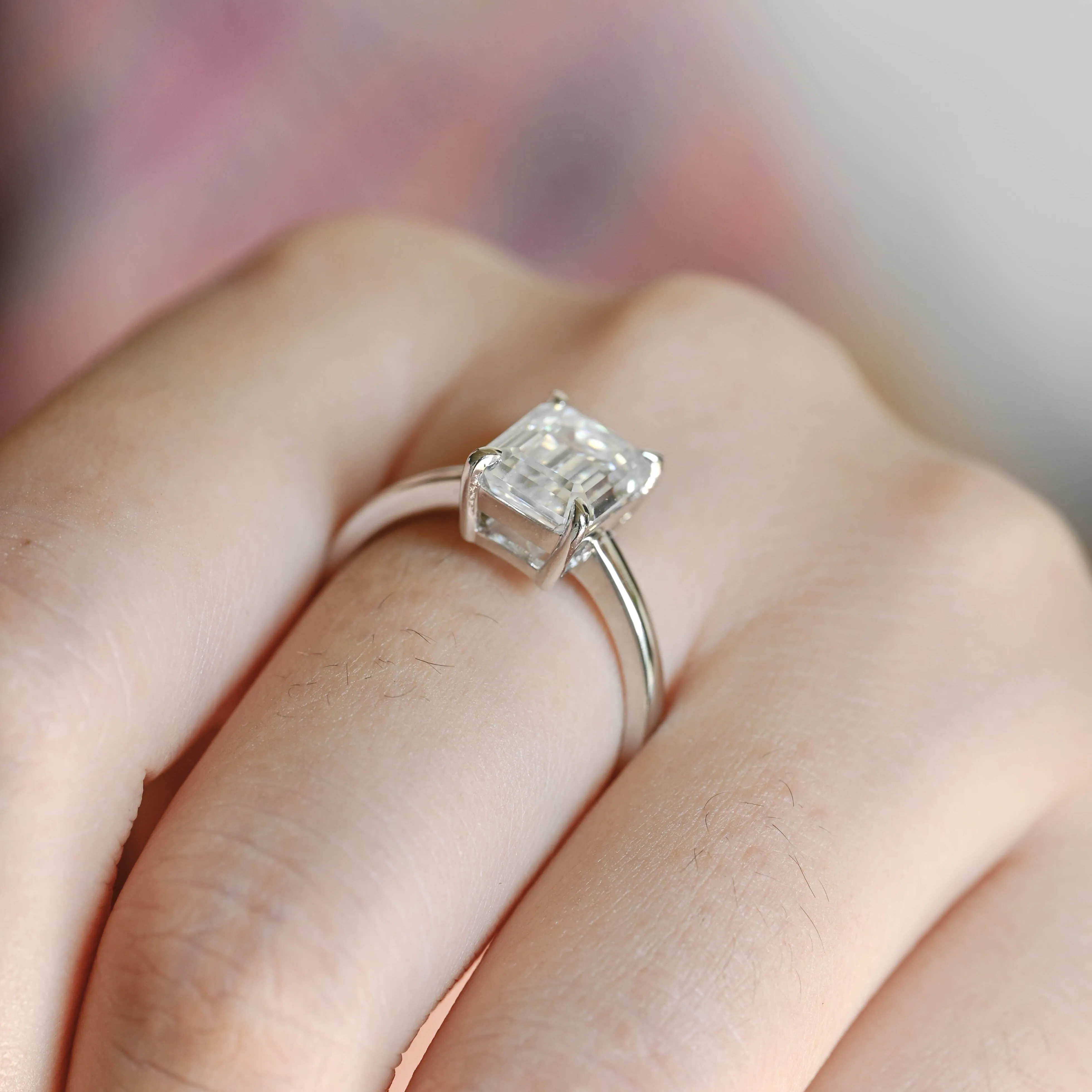 CausYou Solid Gold Emerald Cut Moissanite Engagement Ring sold by Causyou product image thumbnail 3