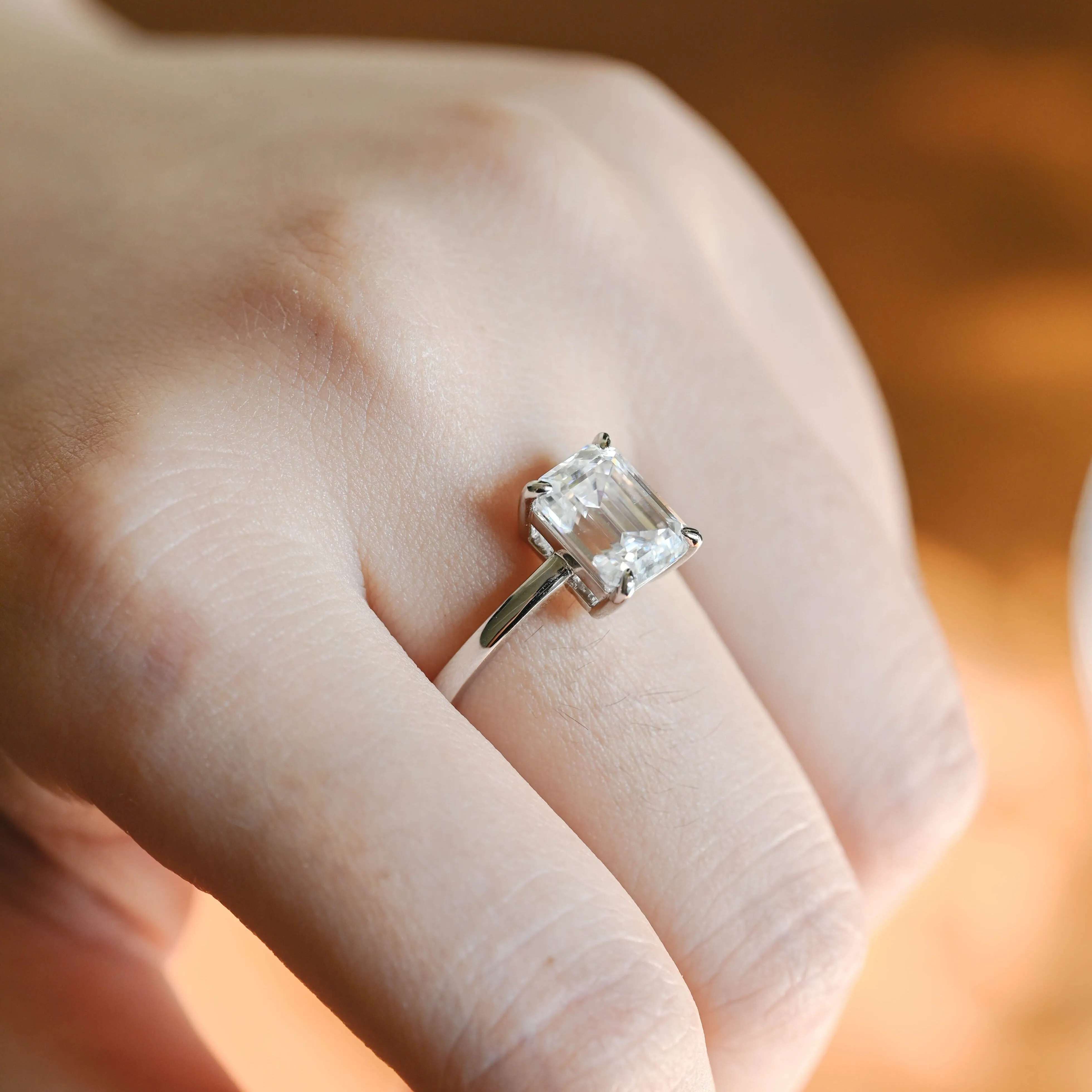 CausYou Solid Gold Emerald Cut Moissanite Engagement Ring sold by Causyou product image thumbnail 4