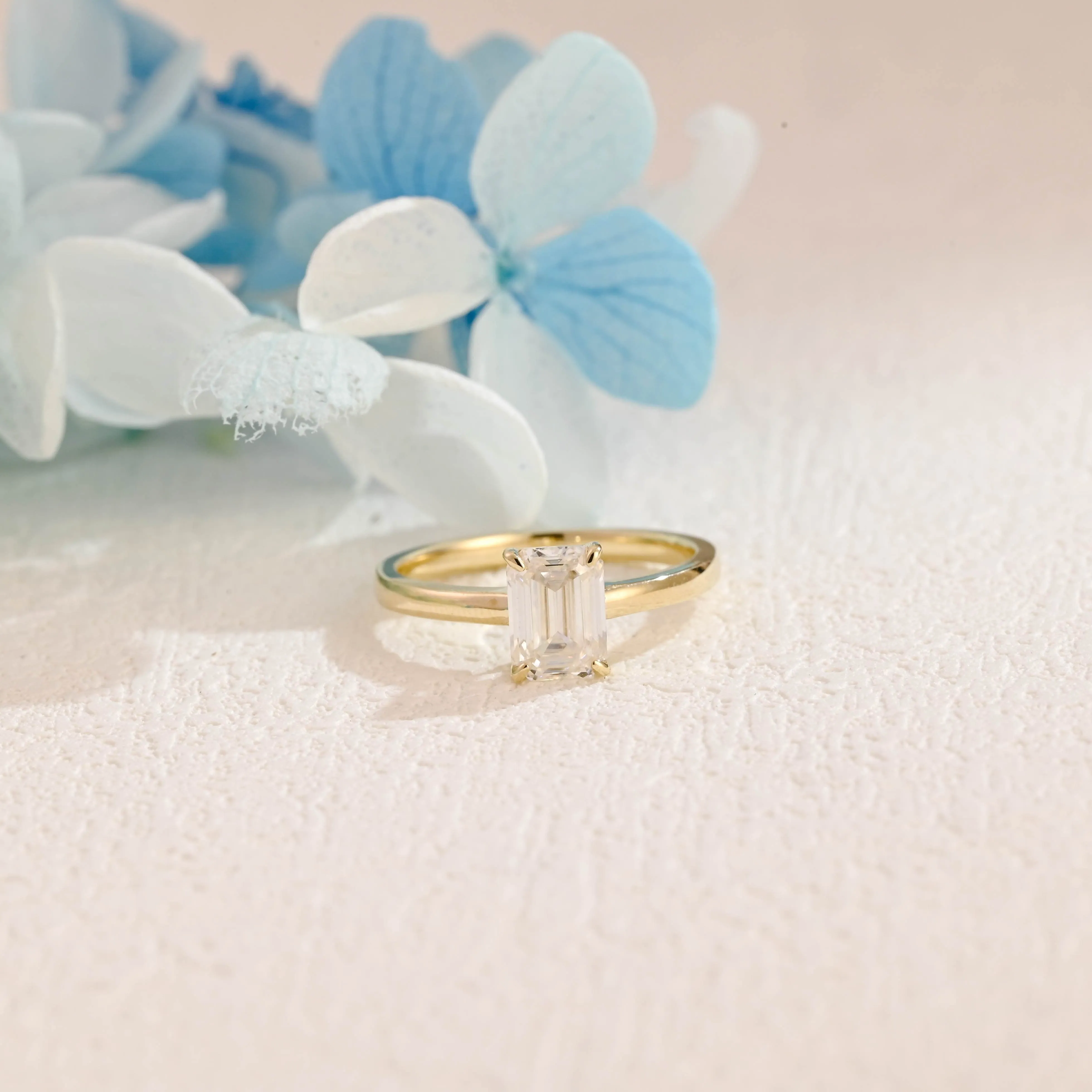 CausYou Solid Gold Emerald Cut Moissanite Engagement Ring sold by Causyou product image thumbnail 5