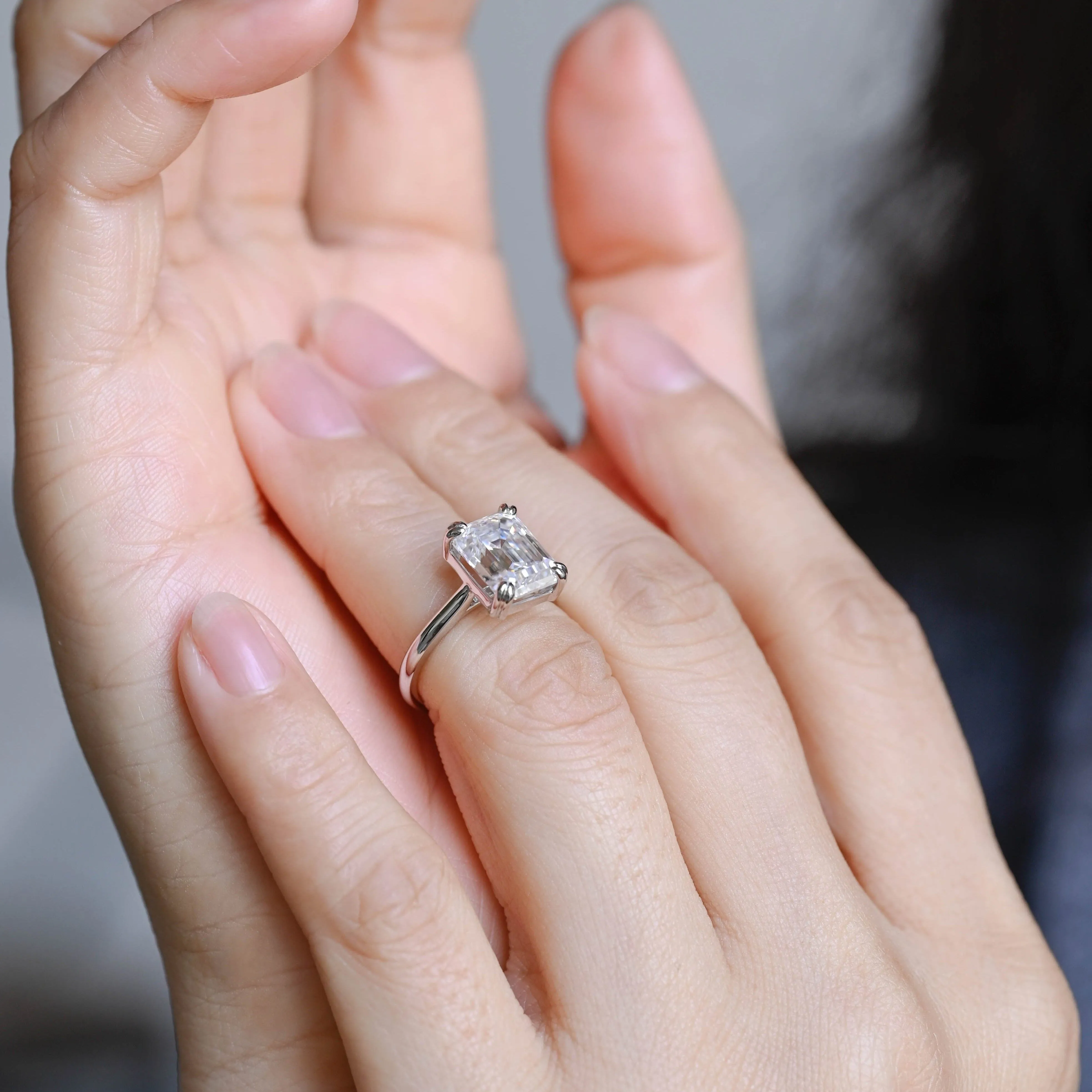 CausYou Solid Gold Emerald Cut Moissanite Engagement Ring sold by Causyou product image thumbnail 4