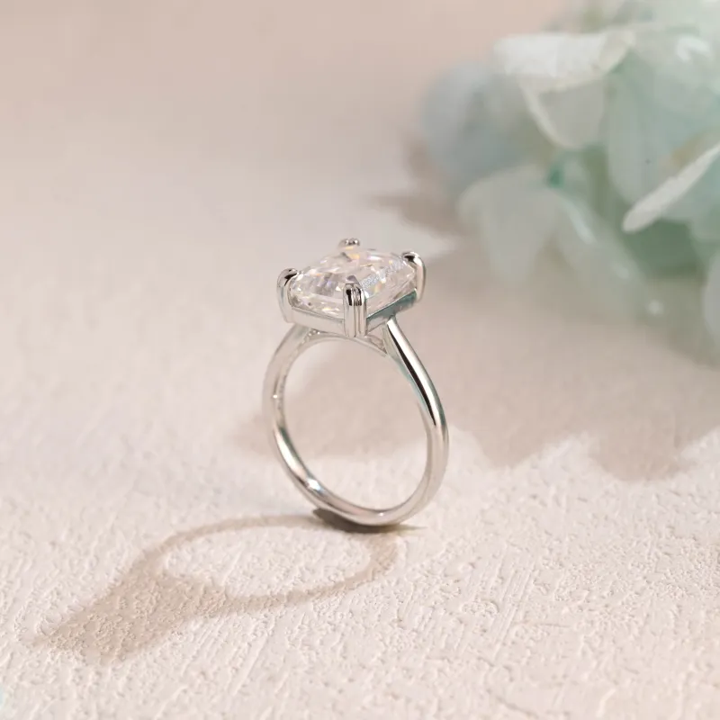 CausYou Solid Gold Emerald Cut Moissanite Engagement Ring sold by Causyou