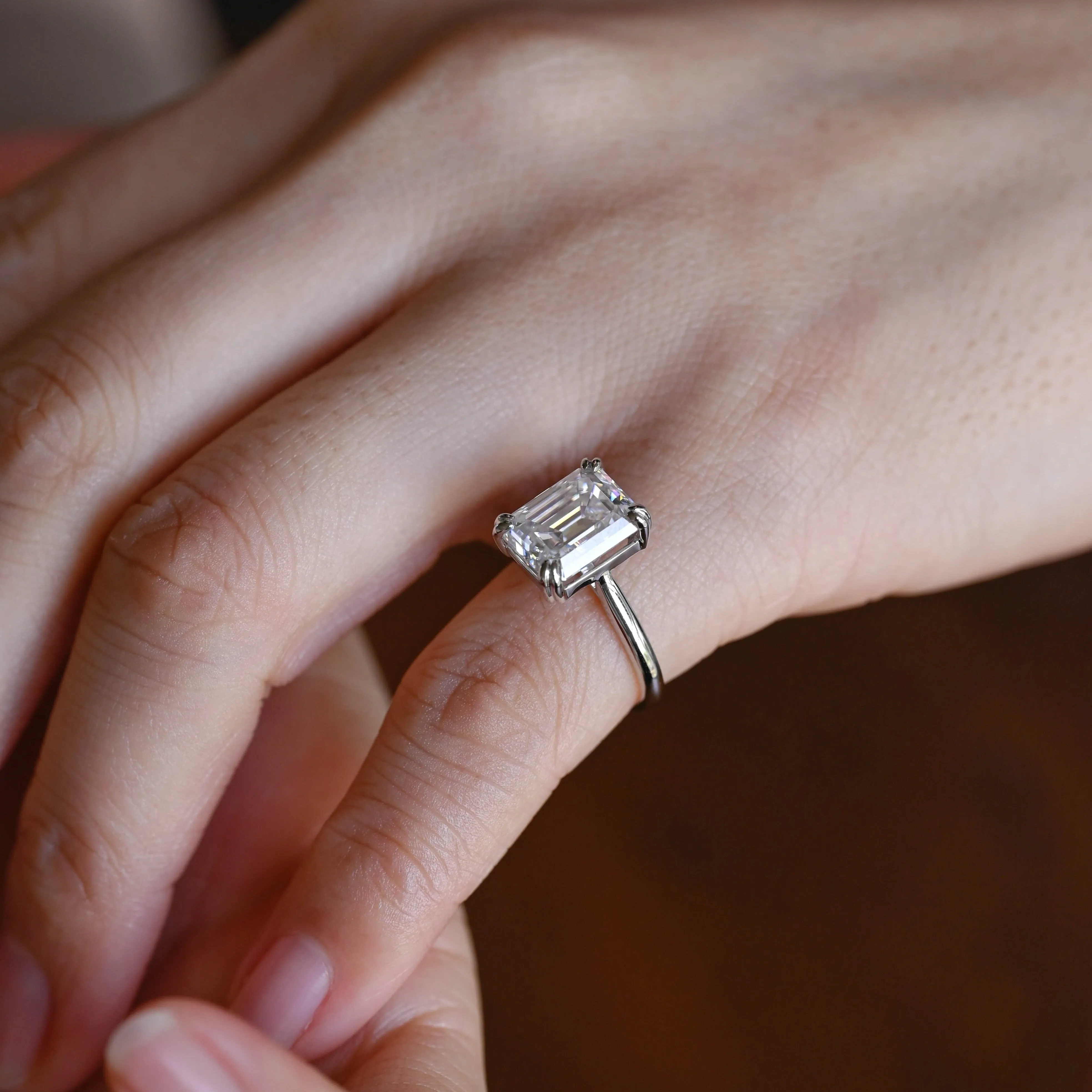 CausYou Solid Gold Emerald Cut Moissanite Engagement Ring sold by Causyou product image thumbnail 3