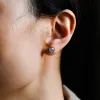 Solid Gold Round Cut Moissanite Earrings Studs sold by Causyou