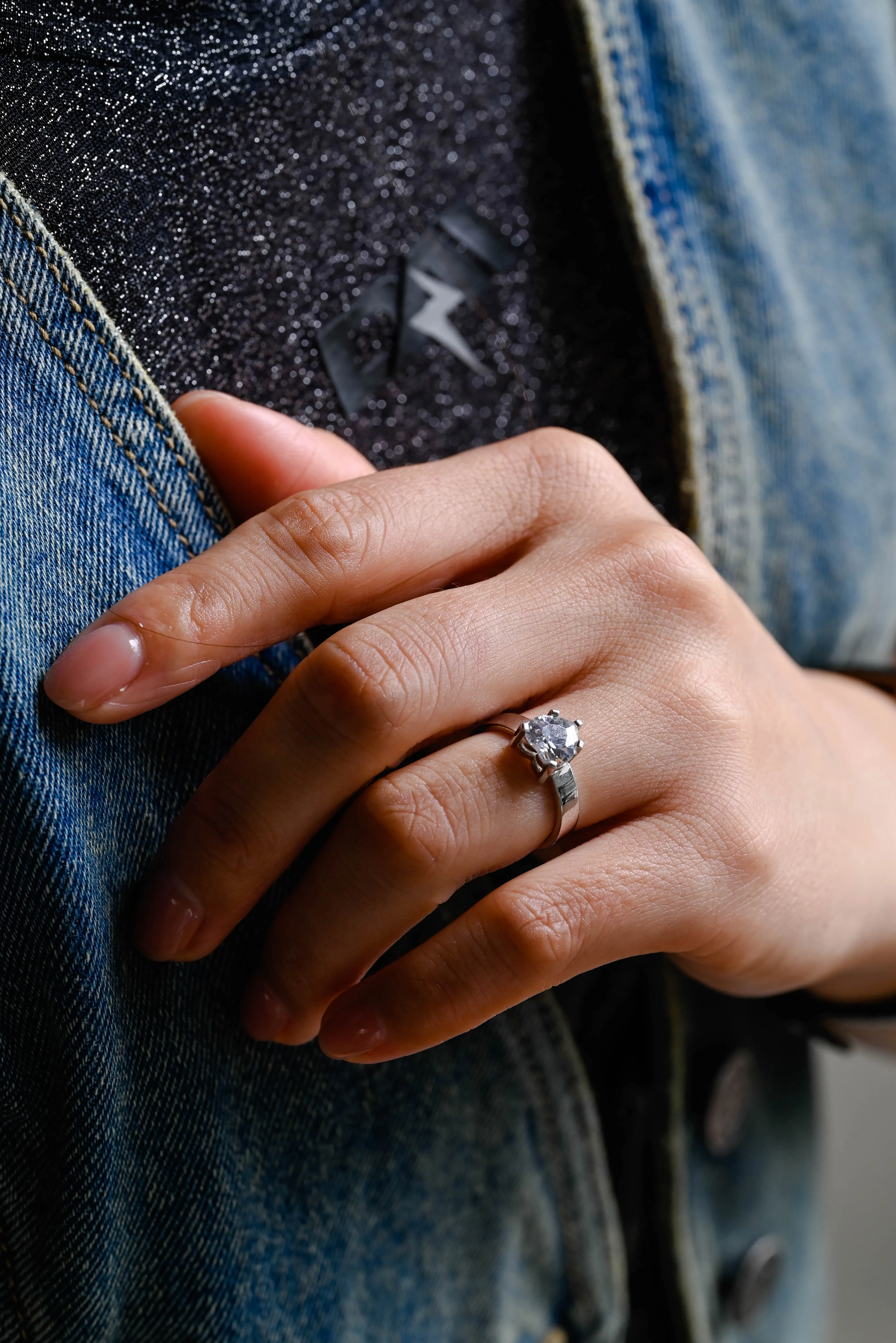 Solid Gold 3.5mm Width Solitaire Heart Cut Moissanite Engagement Ring sold by Causyou product image thumbnail 2