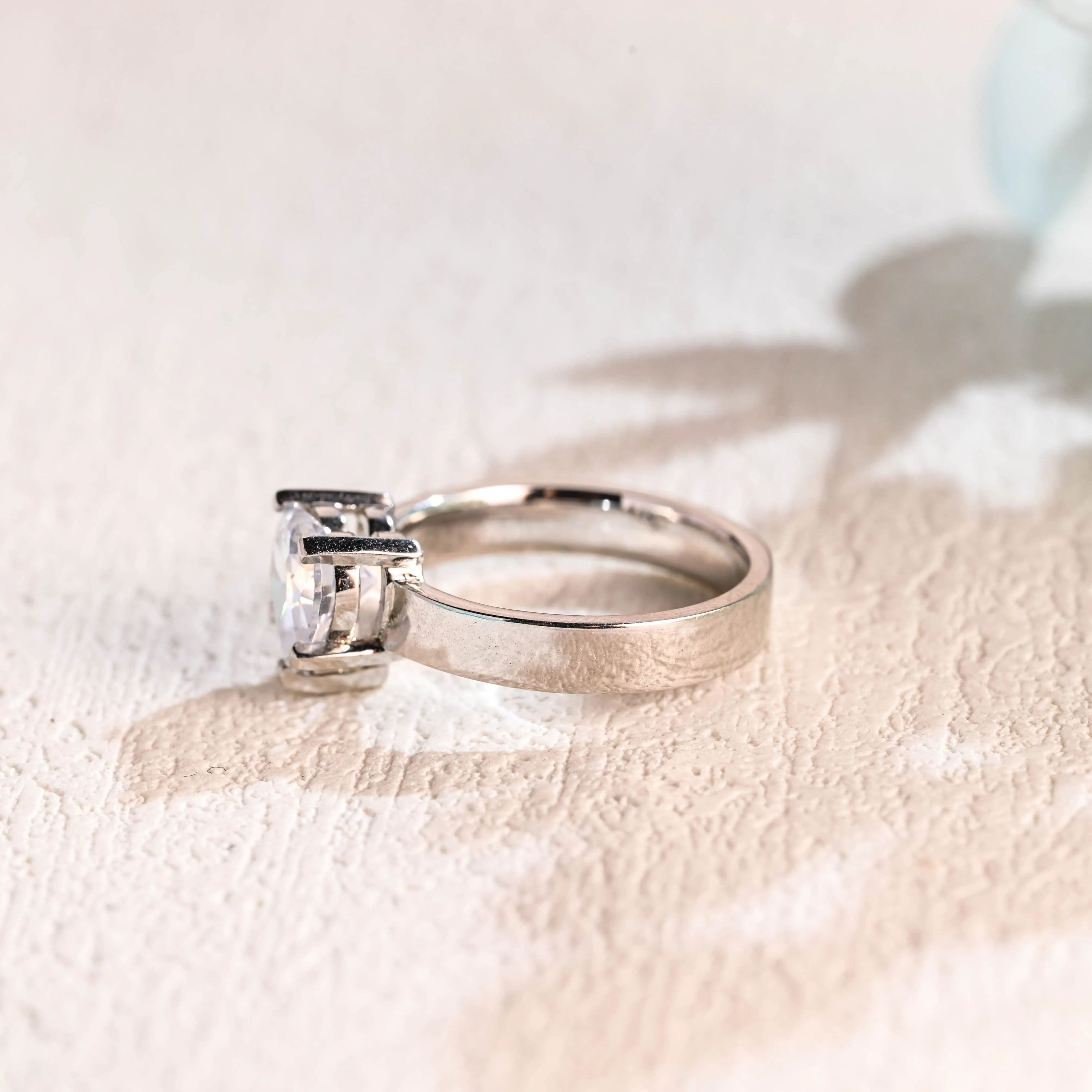 Solid Gold 3.5mm Width Solitaire Heart Cut Moissanite Engagement Ring sold by Causyou product image thumbnail 4