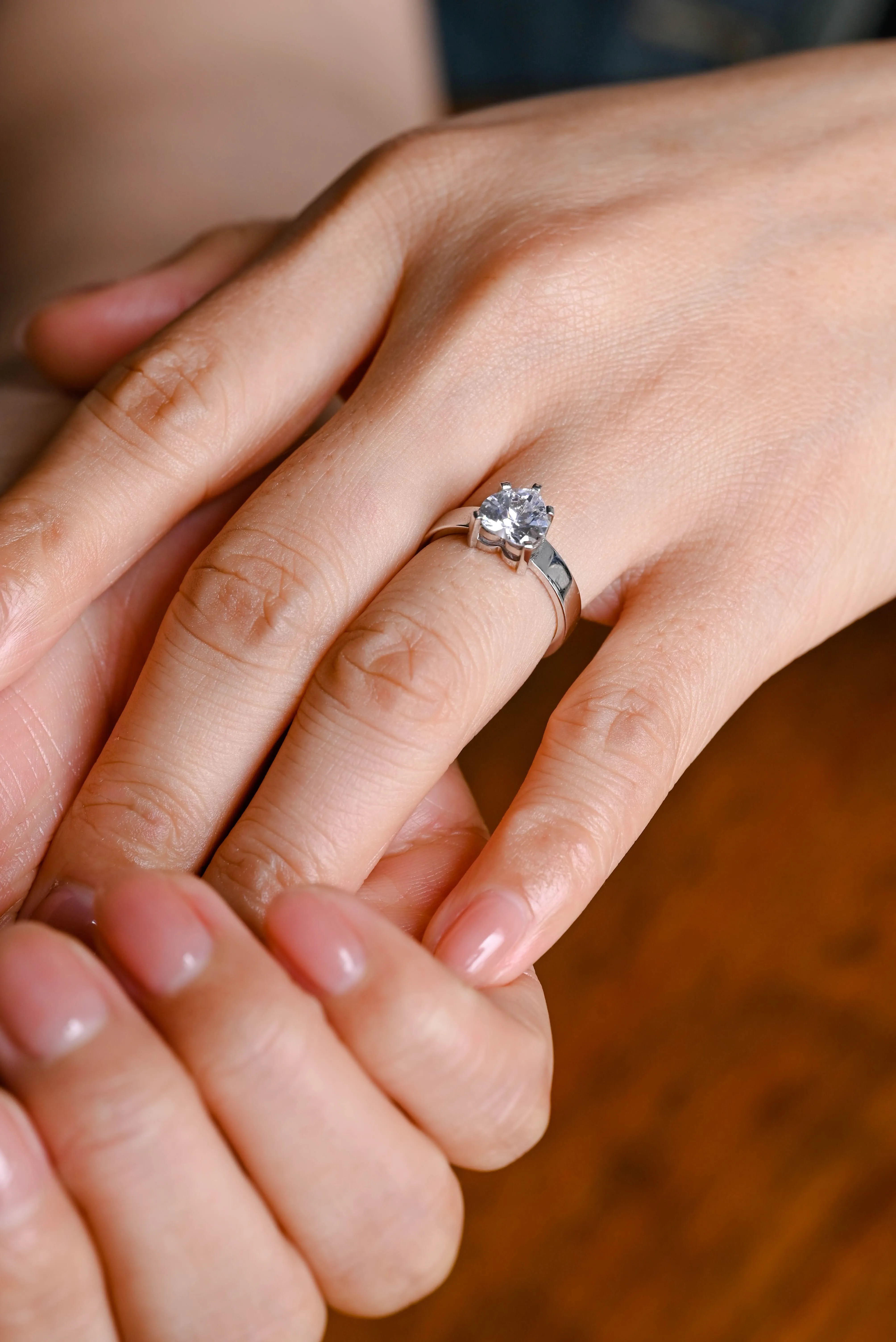 Solid Gold 3.5mm Width Solitaire Heart Cut Moissanite Engagement Ring sold by Causyou product image thumbnail 3