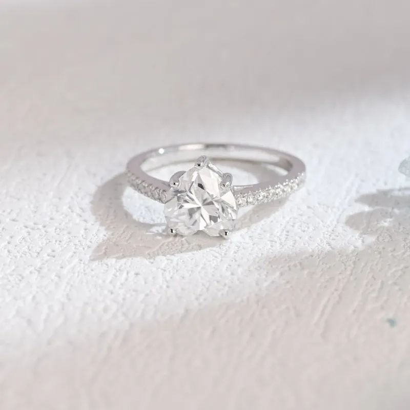 Solid Gold Pave Heart Cut Moissanite Engagement Ring sold by Causyou