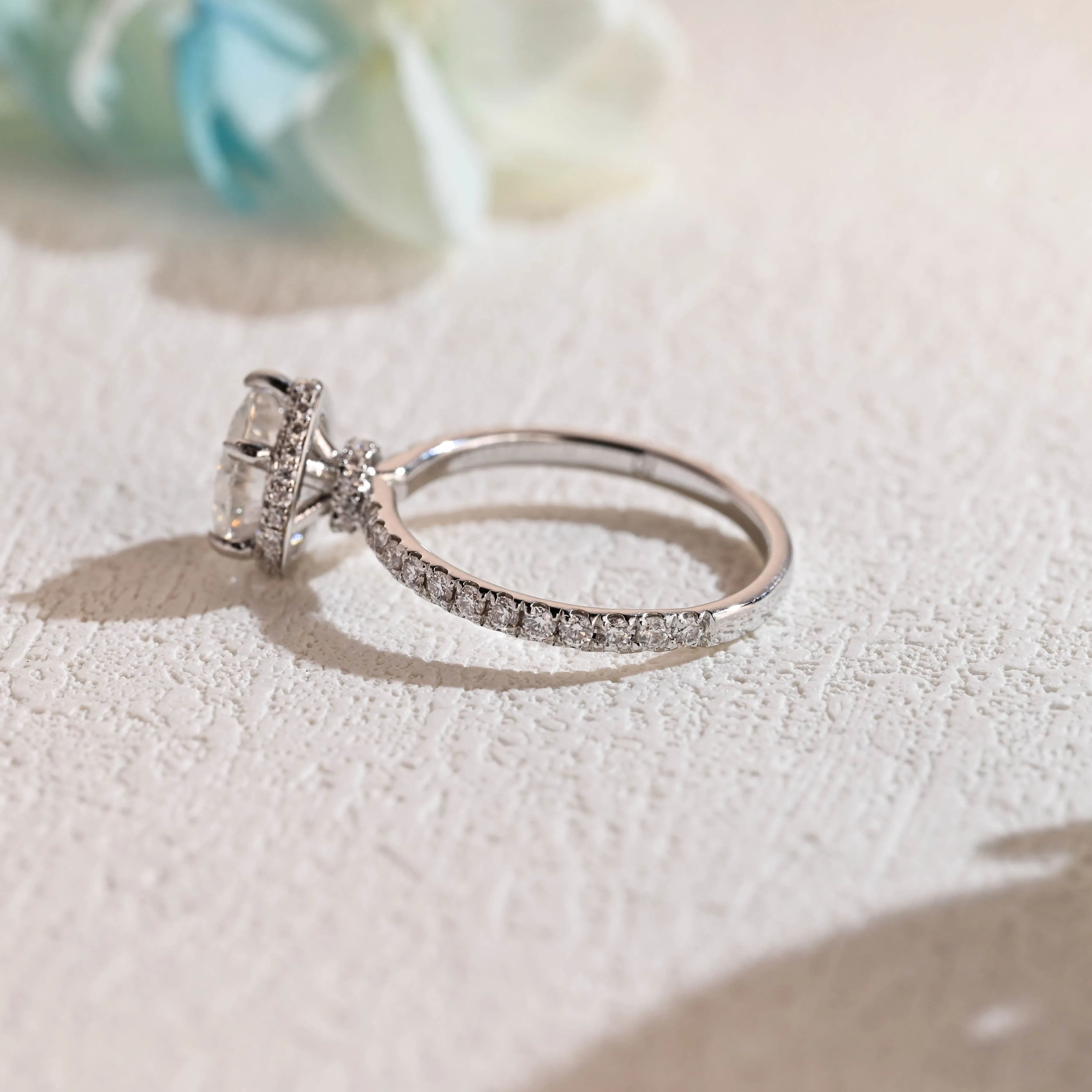 Solid Gold Hidden Halo Heart Cut Moissanite Engagement Ring sold by Causyou product image thumbnail 5