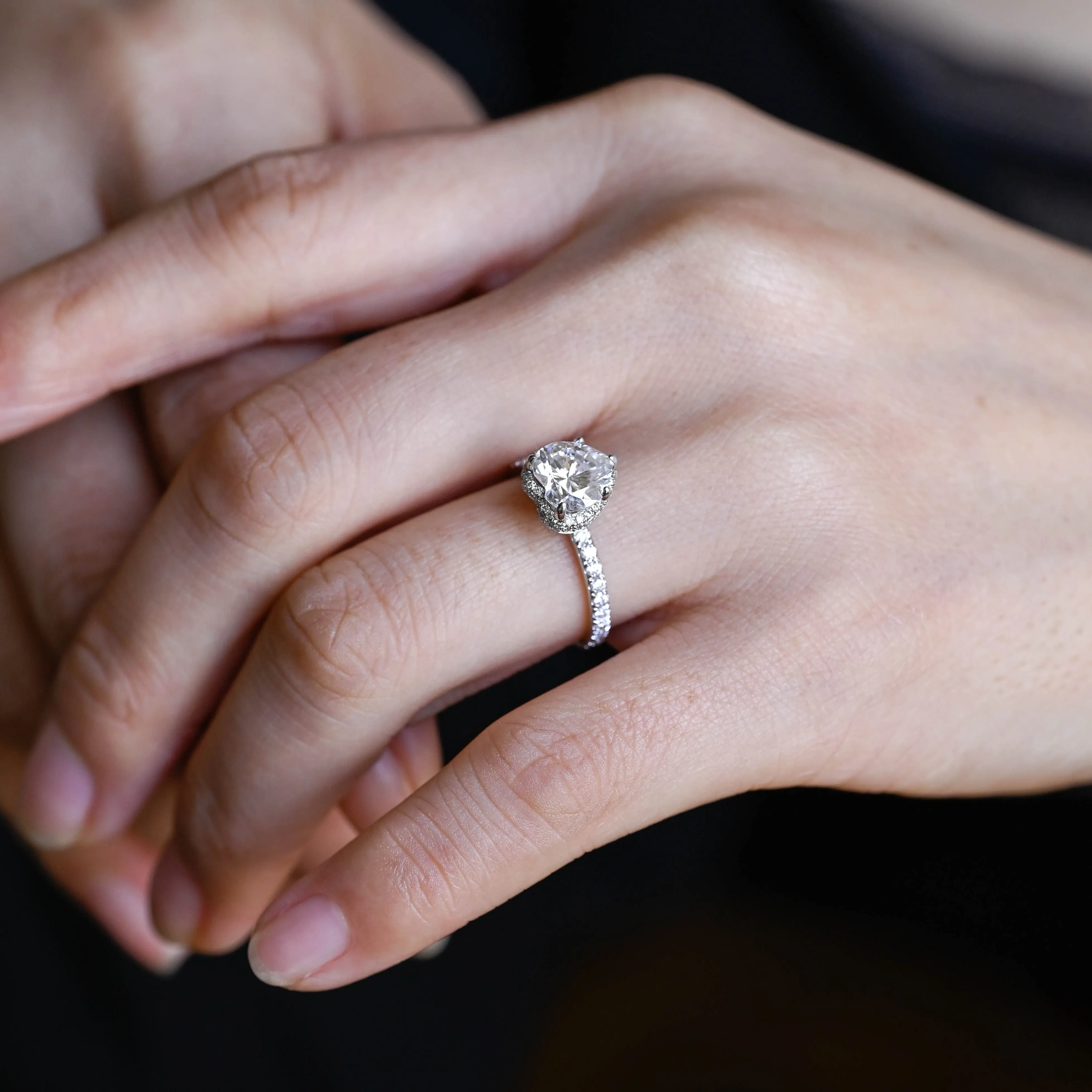 Solid Gold Hidden Halo Heart Cut Moissanite Engagement Ring sold by Causyou product image thumbnail 2