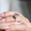 Solid Gold Hidden Halo Heart Cut Light Pink Moissanite Engagement Ring sold by Causyou