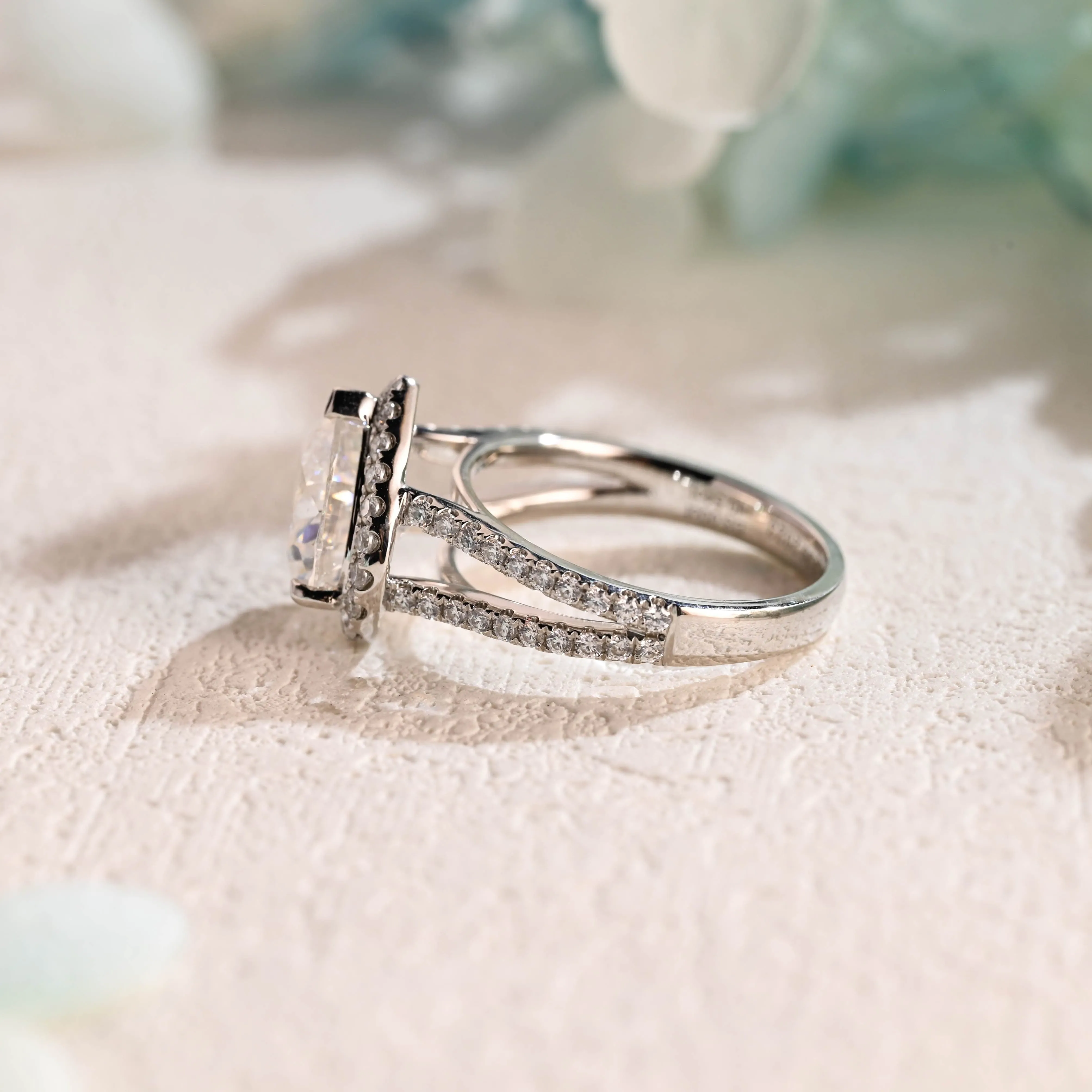 Solid Gold Split Shank Heart Cut Moissanite Engagement Ring sold by Causyou product image thumbnail 5