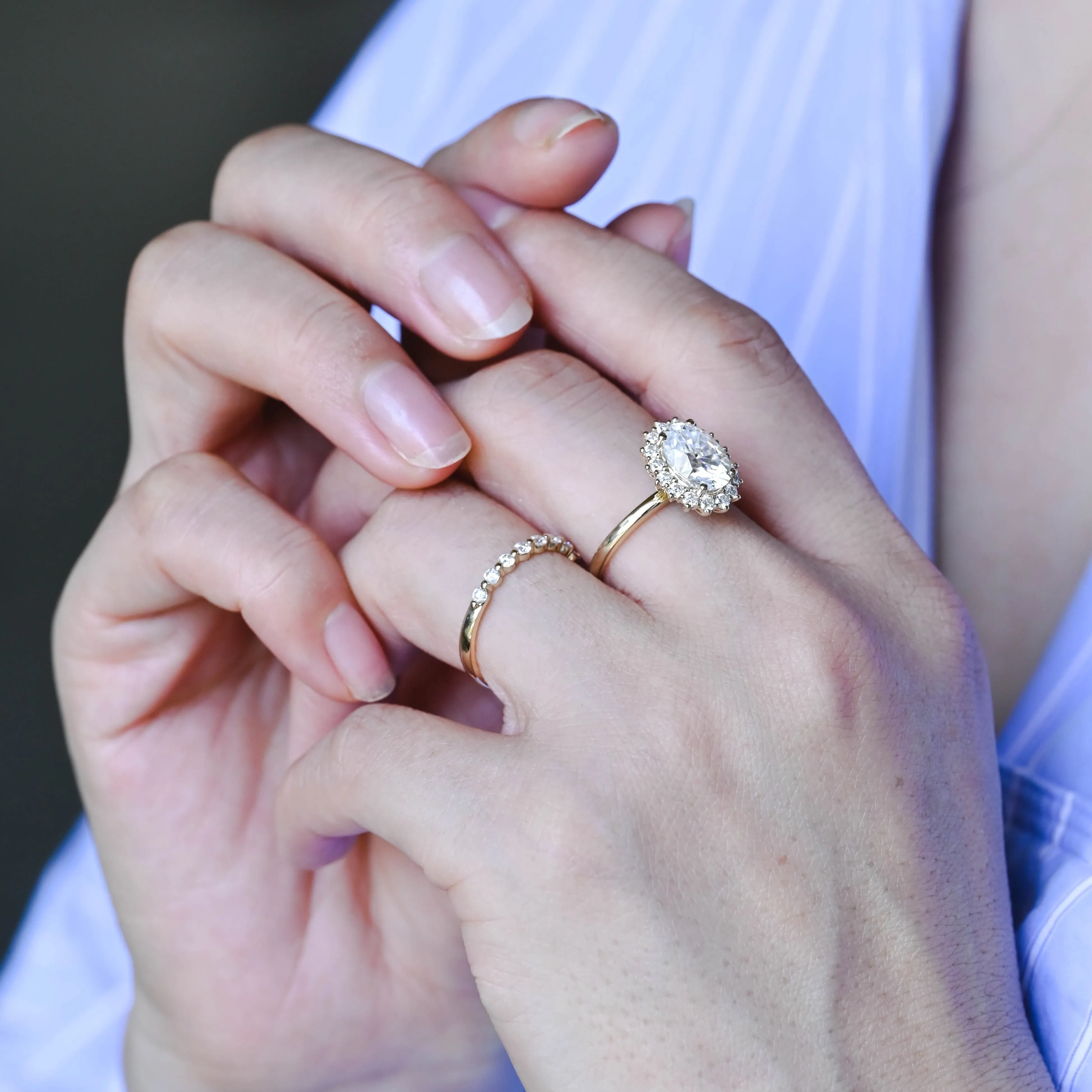 Solid Gold Oval Cut Moissanite Engagement Ring and Wedding Ring Set, Bridal Ring Set, Gift for Woman, Wife sold by Causyou product image thumbnail 3