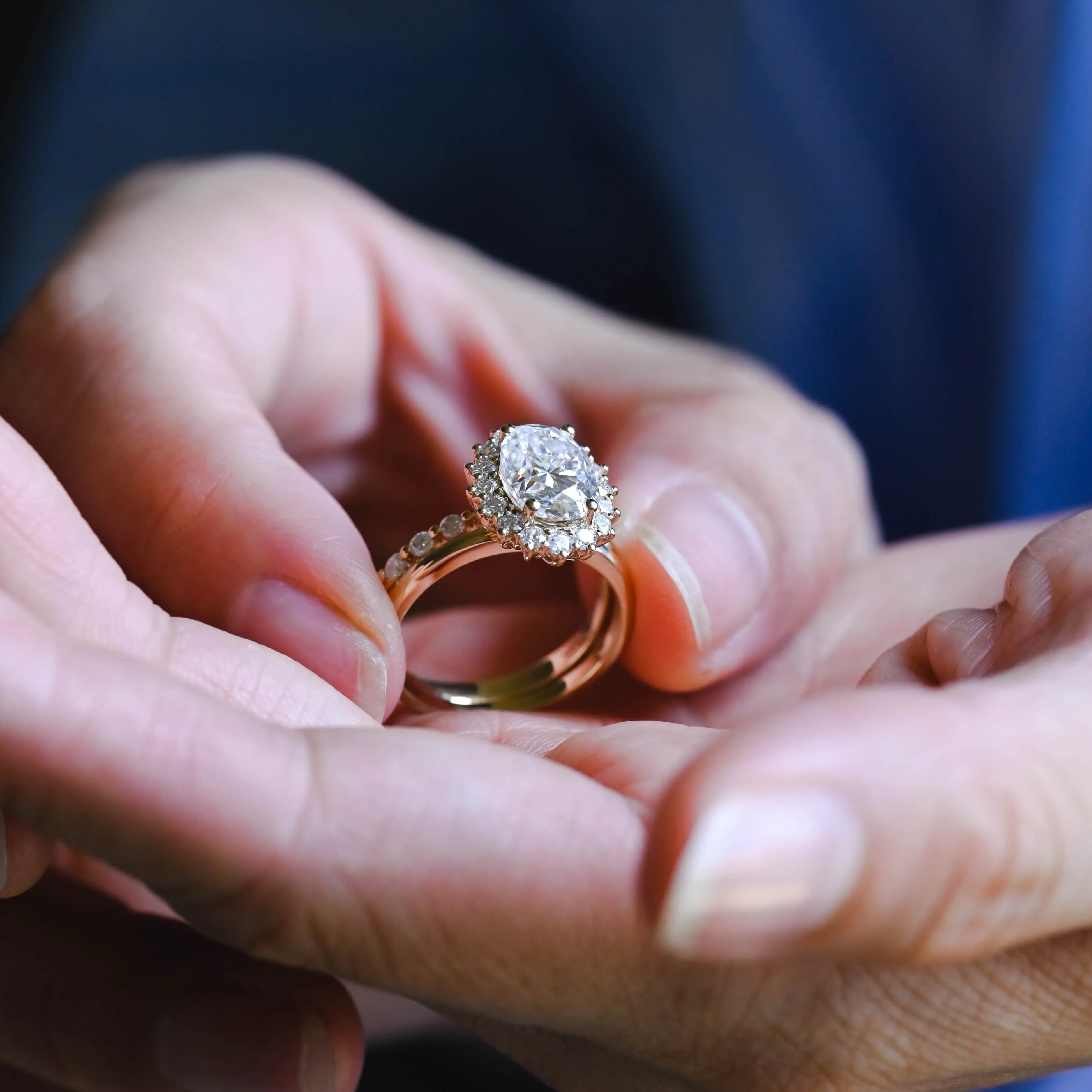 Solid Gold Oval Cut Moissanite Engagement Ring and Wedding Ring Set, Bridal Ring Set, Gift for Woman, Wife sold by Causyou product image thumbnail 4