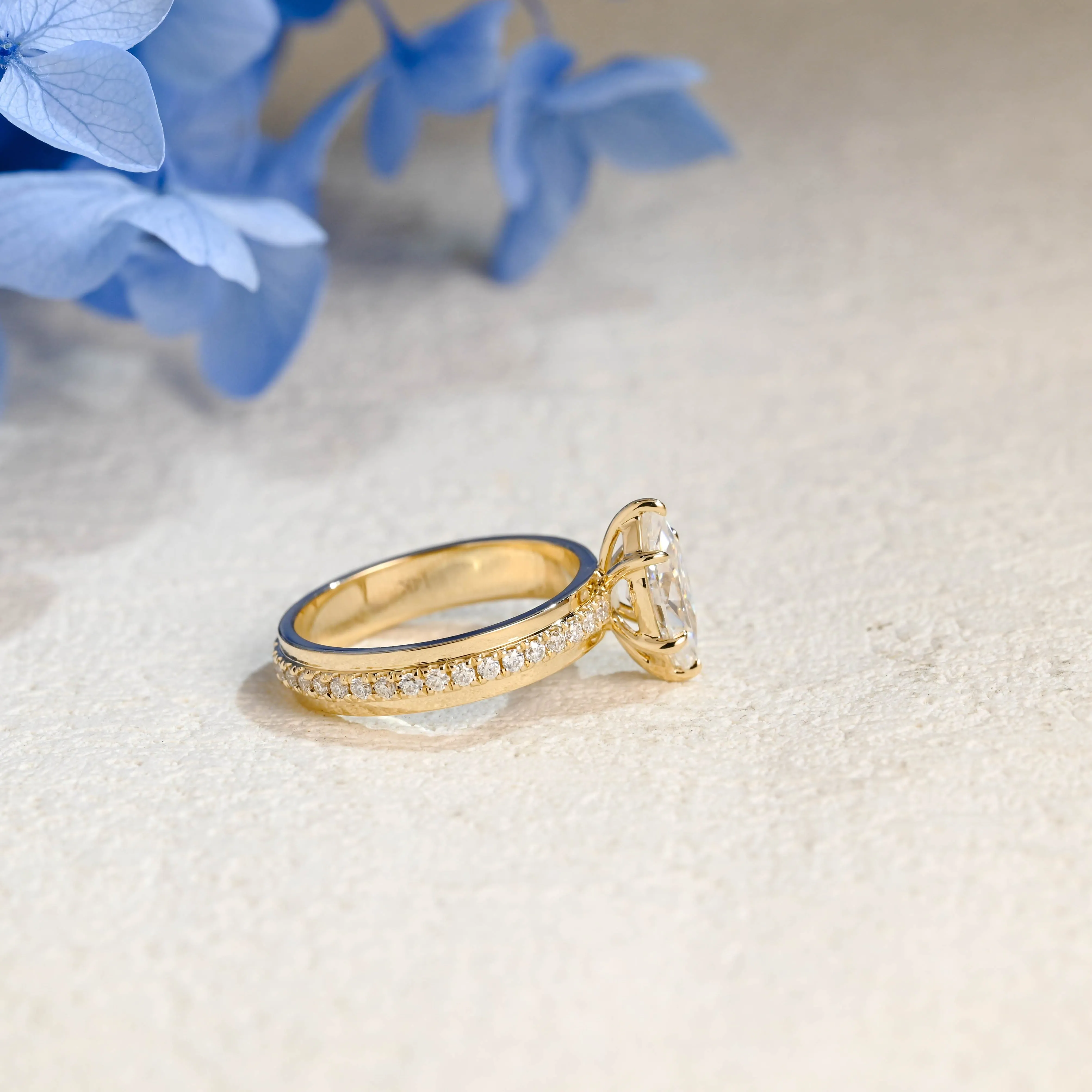 Solid Gold Solitaire 4mm Width Thick Marquise Cut Moissanite Engagement Ring sold by Causyou product image thumbnail 5