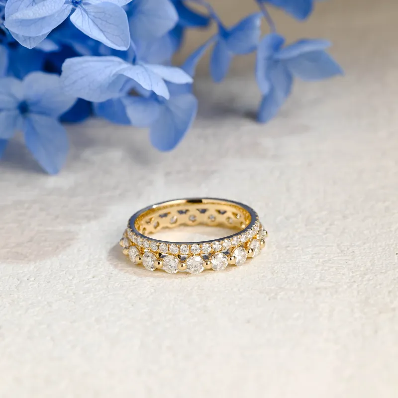 Solid Gold Full Eternity Round Cut Moissanite Wedding Band sold by Causyou