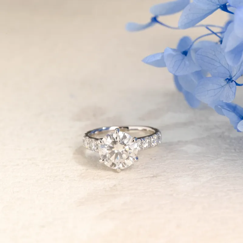 Solid Gold 3.5mm Width Round Cut Moissanite Engagement Ring sold by Causyou