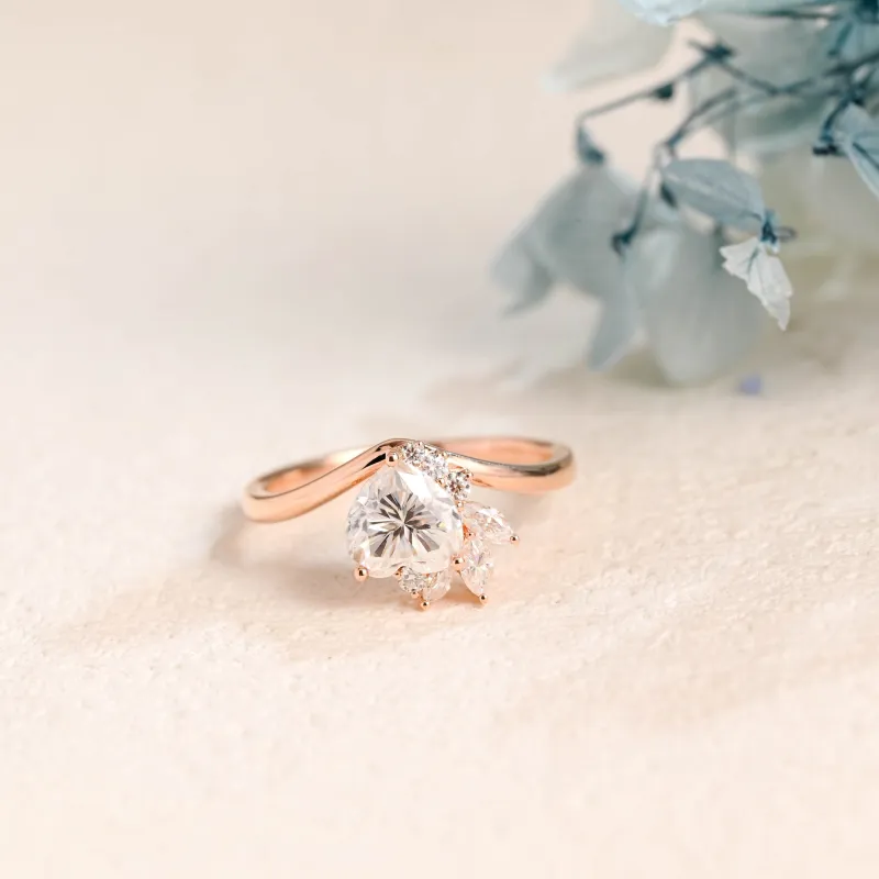 Solid Gold Heart Cut Moissanite Engagement Ring sold by Causyou