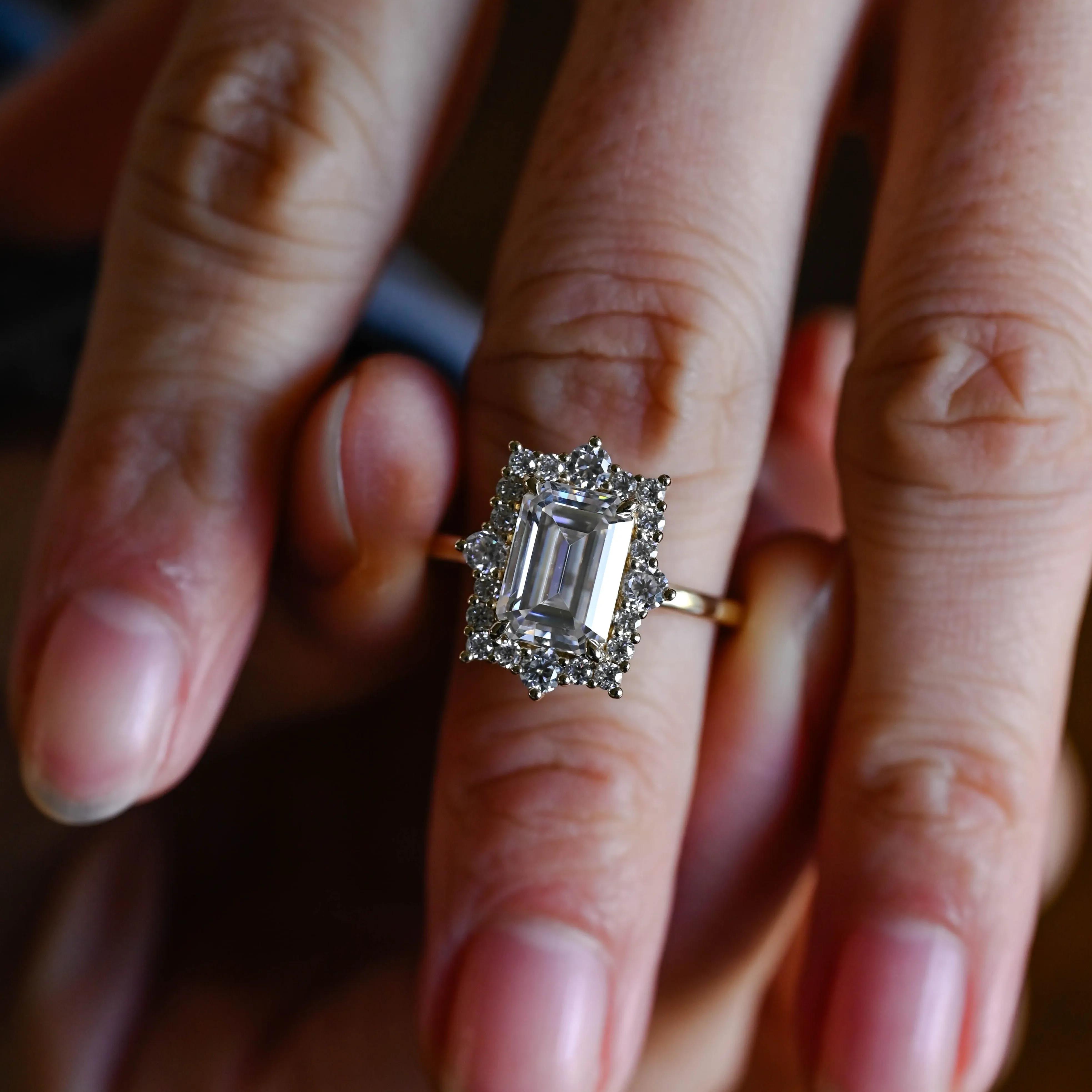 Solid Gold Emerald Cut Moissanite Engagement Ring, Promise Ring, Proposal Ring, Gift for Woman, Wife sold by Causyou product image thumbnail 2