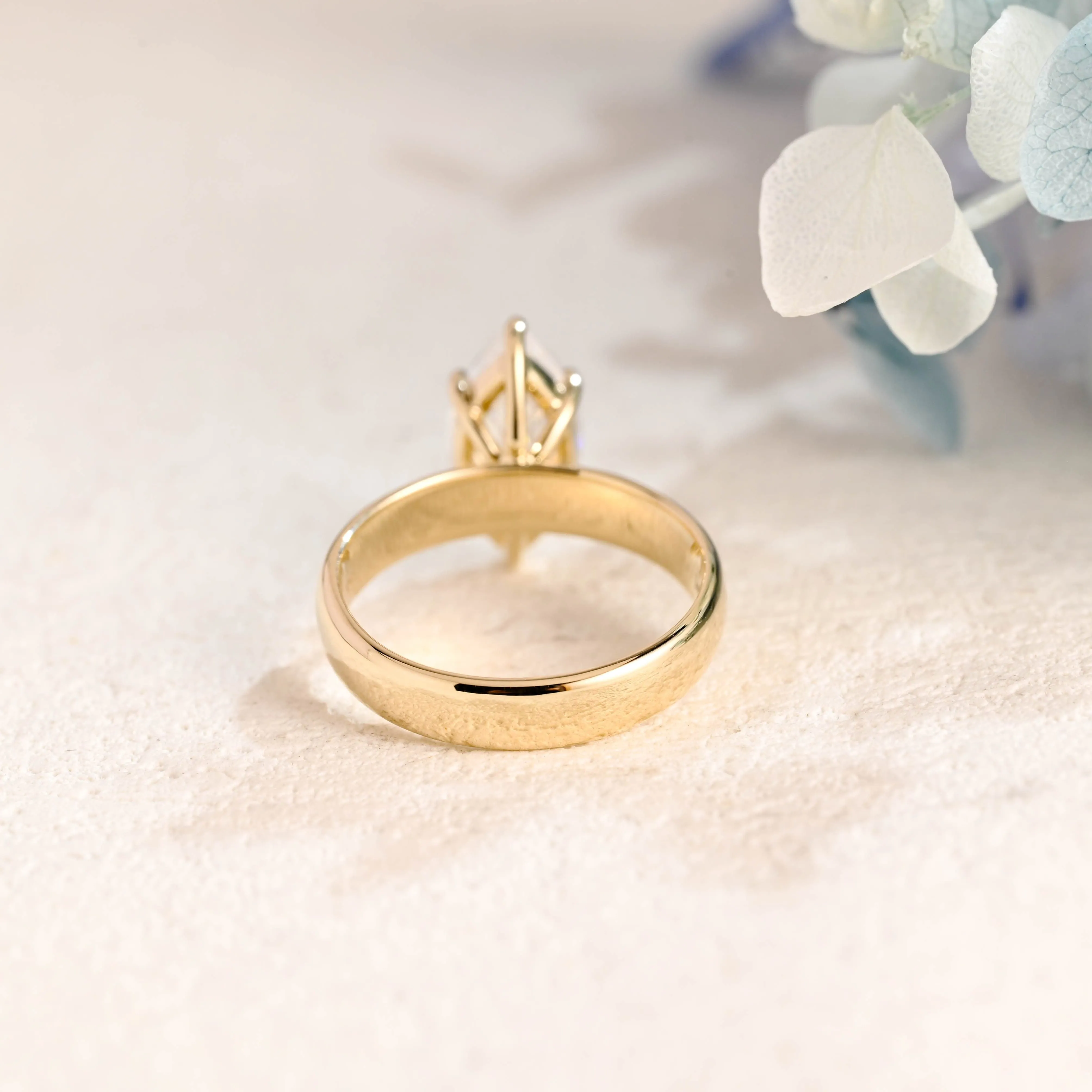 Solid Gold 4mm Width Solitaire Marquise Cut Moissanite Engagement Ring sold by Causyou product image thumbnail 5