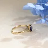 Toi et Moi Ring, Solid Gold Emerald Lab Grown Blue Sapphire & Pear Aquamarine Sapphire Engagement Ring sold by Causyou