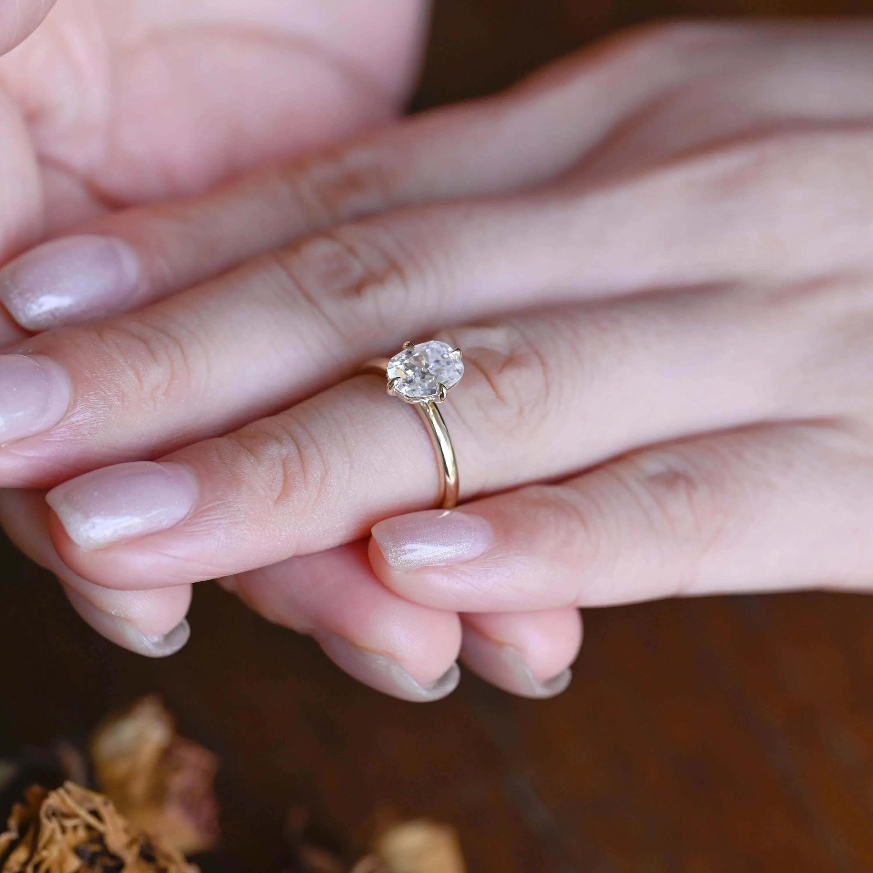 Solid Gold Solitaire Elongated Cushion Cut Moissanite Engagement Ring sold by Causyou product image thumbnail 4