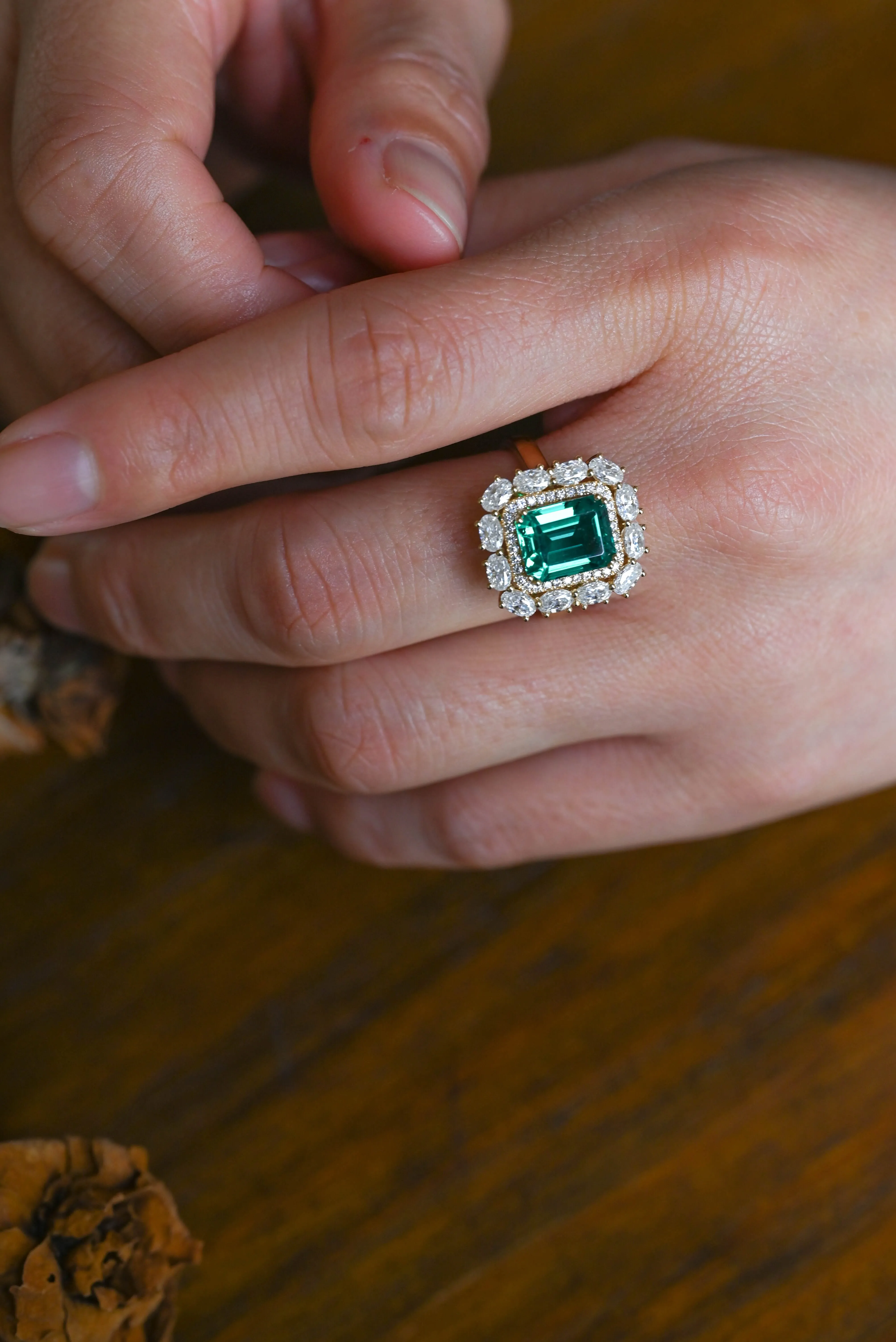 Solid Gold Lab Grown Emerald Engagement Ring, Promise Ring, Proposal Ring sold by Causyou product image thumbnail 2
