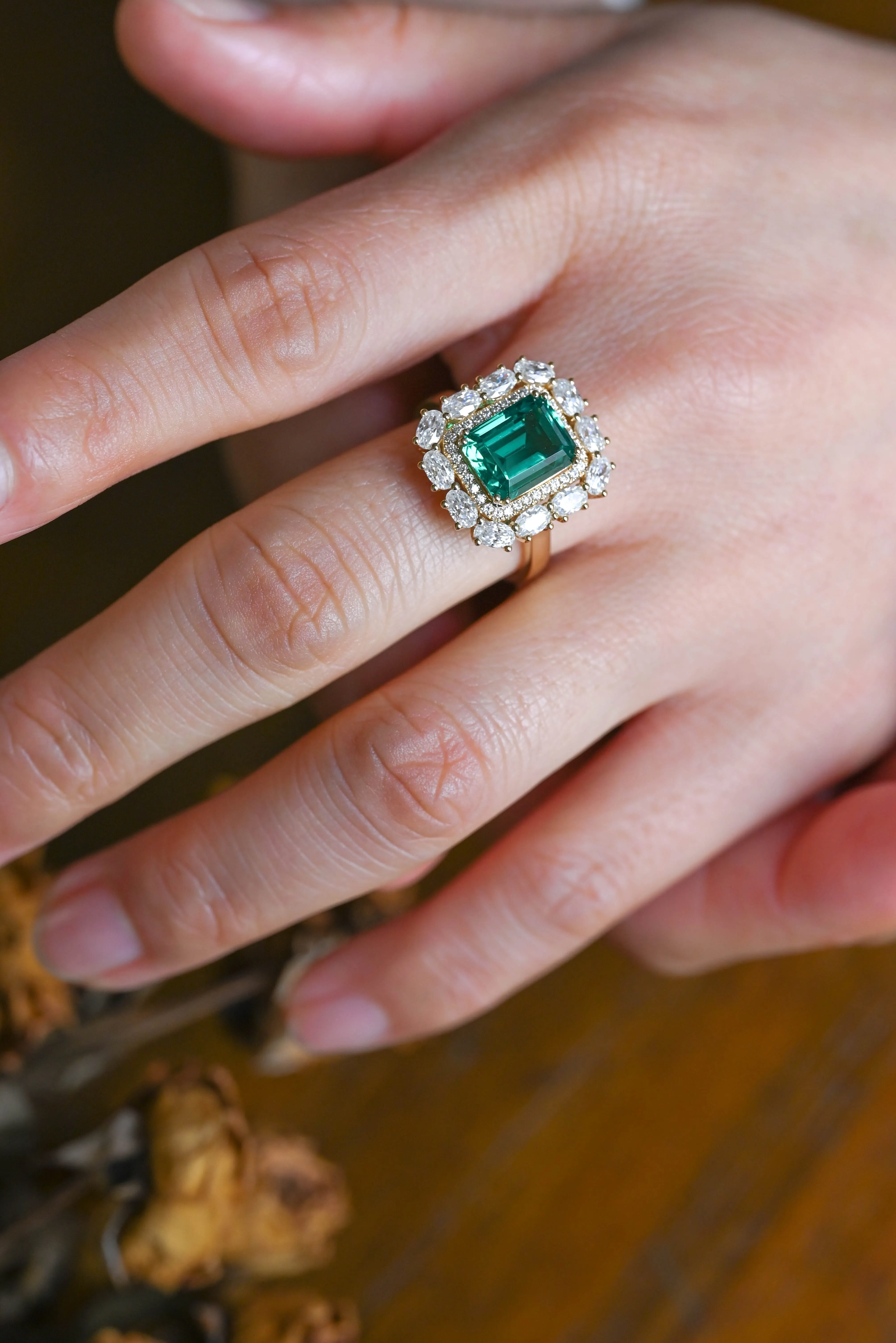 Solid Gold Lab Grown Emerald Engagement Ring, Promise Ring, Proposal Ring sold by Causyou product image thumbnail 3