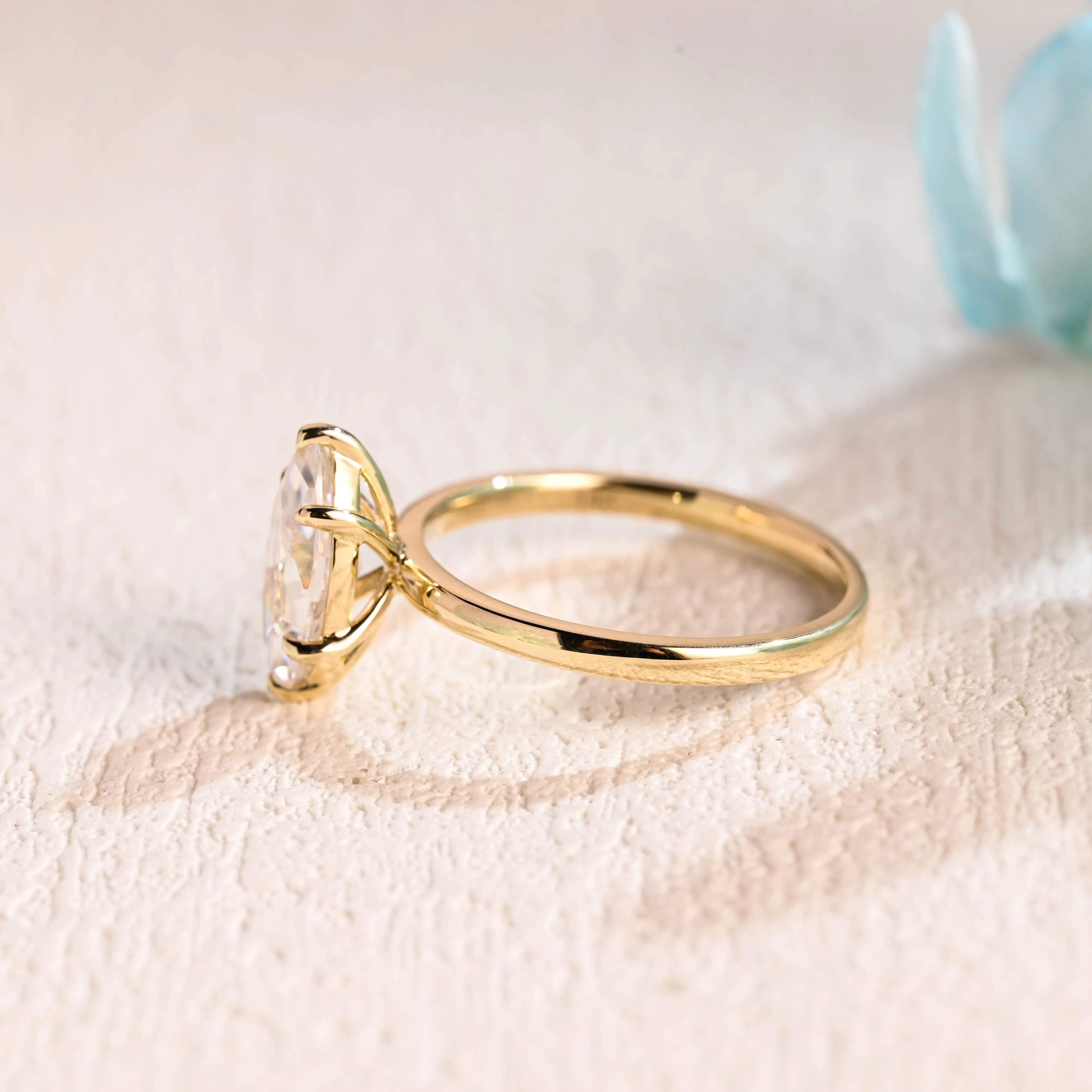 Solid Gold Solitaire Marquise Cut Moissanite Engagement Ring sold by Causyou product image thumbnail 5