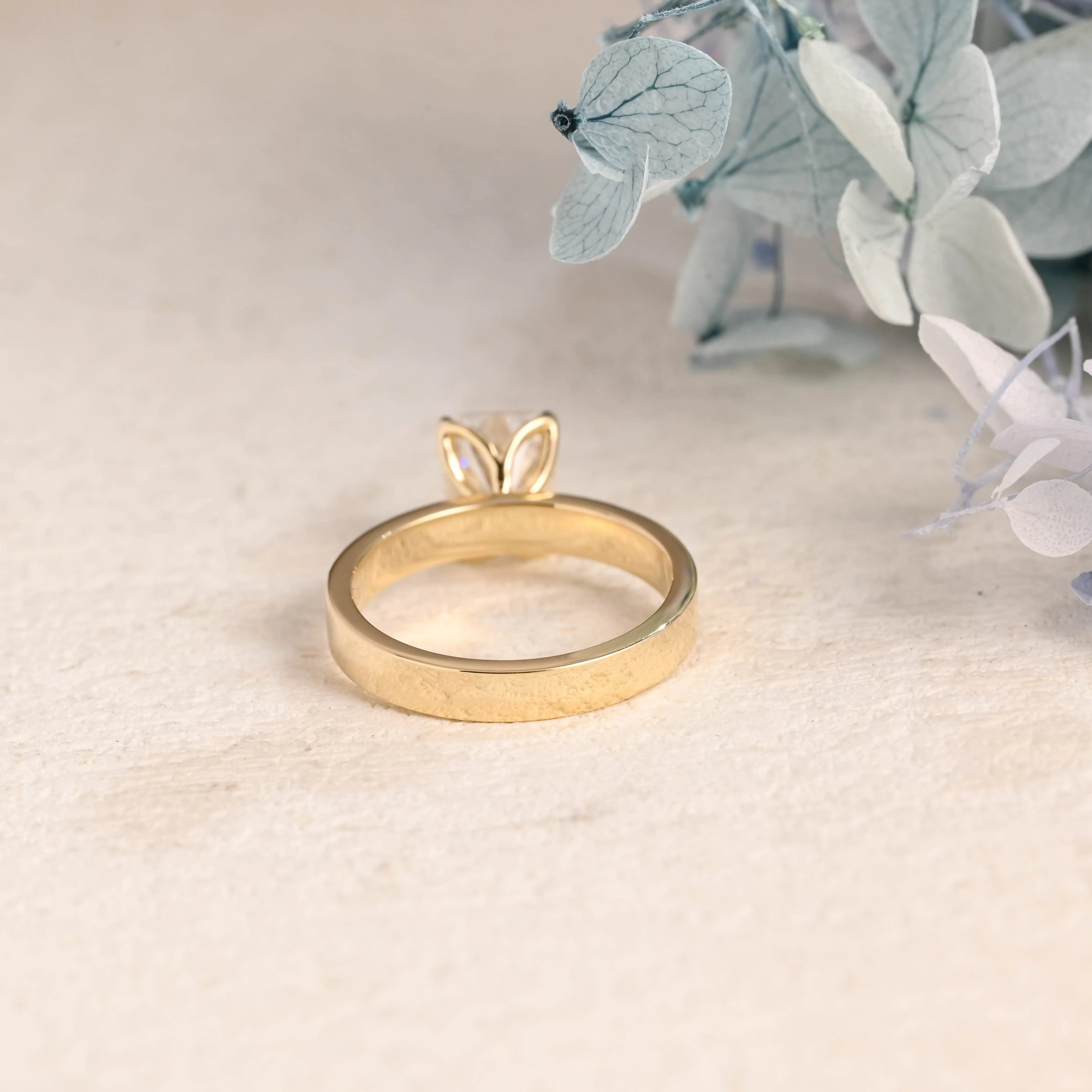 Solid Gold 3mm Width Solitaire Radiant Cut Moissanite Engagement Ring sold by Causyou product image thumbnail 3