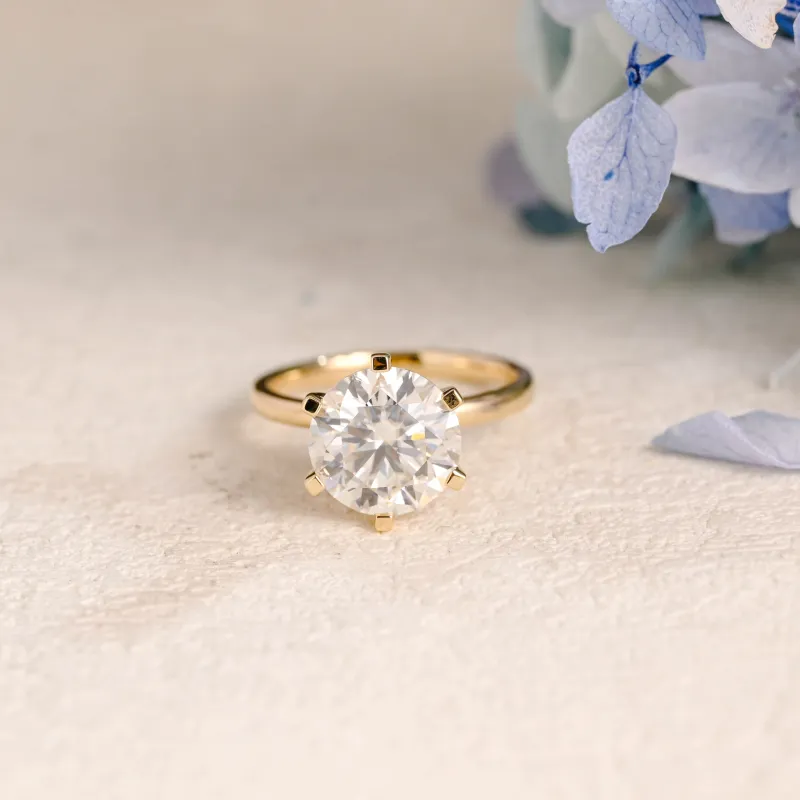 Solid Gold Round Cut Moissanite Engagement Ring sold by Causyou