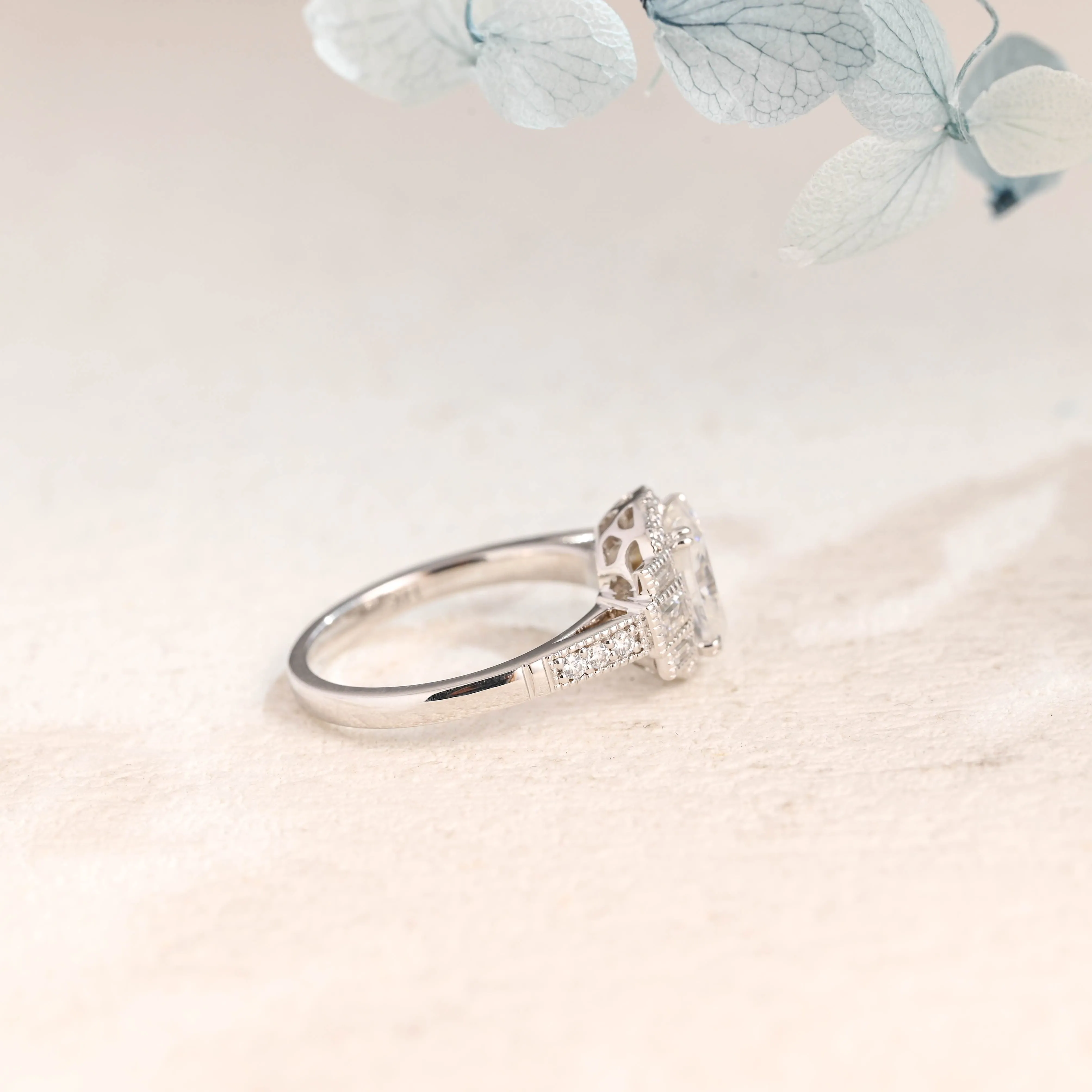 Solid Gold Oval Cut Moissanite Engagement Ring sold by Causyou product image thumbnail 4