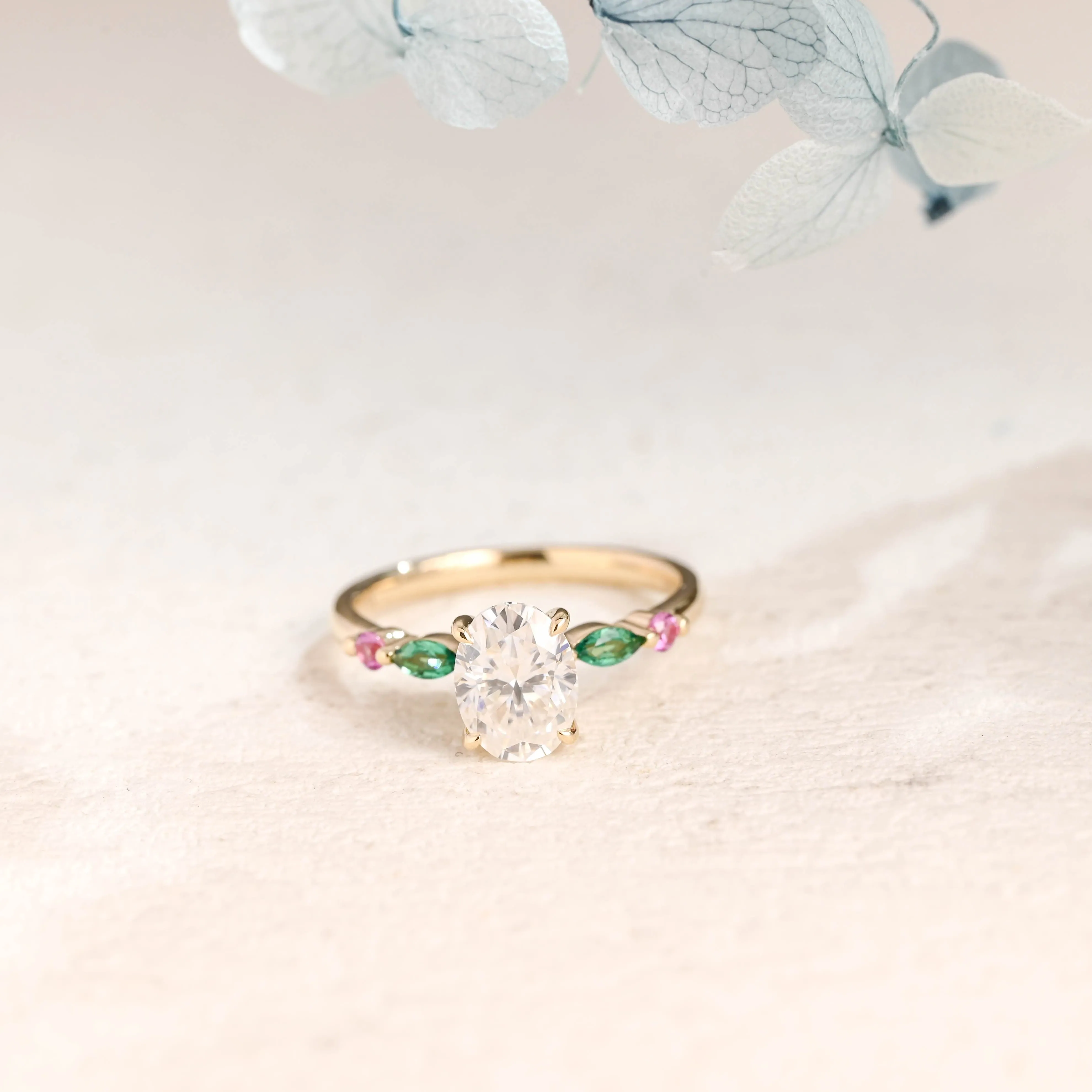 Solid Gold Oval Cut Moissanite Engagement Ring sold by Causyou