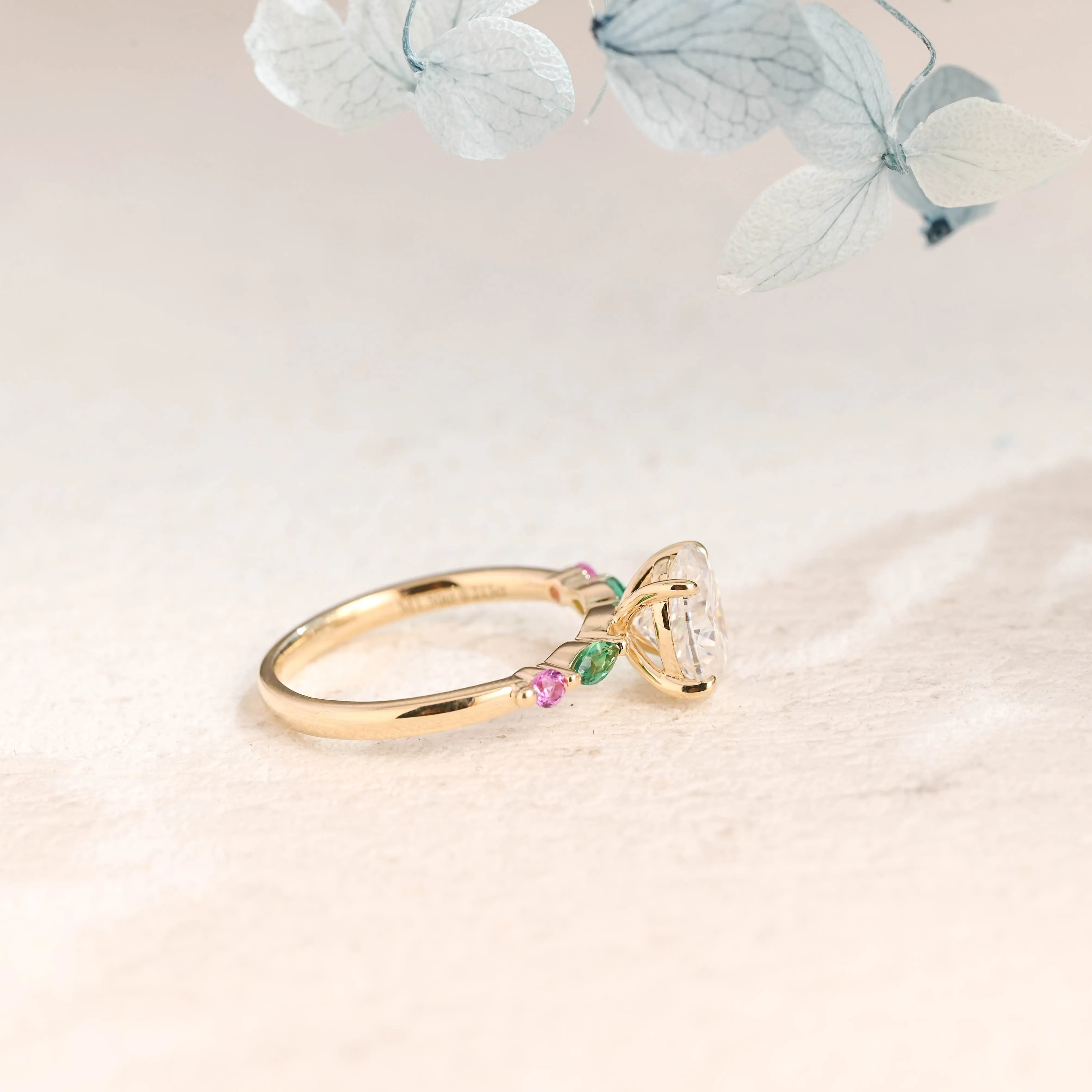 Solid Gold Oval Cut Moissanite Engagement Ring sold by Causyou product image thumbnail 4