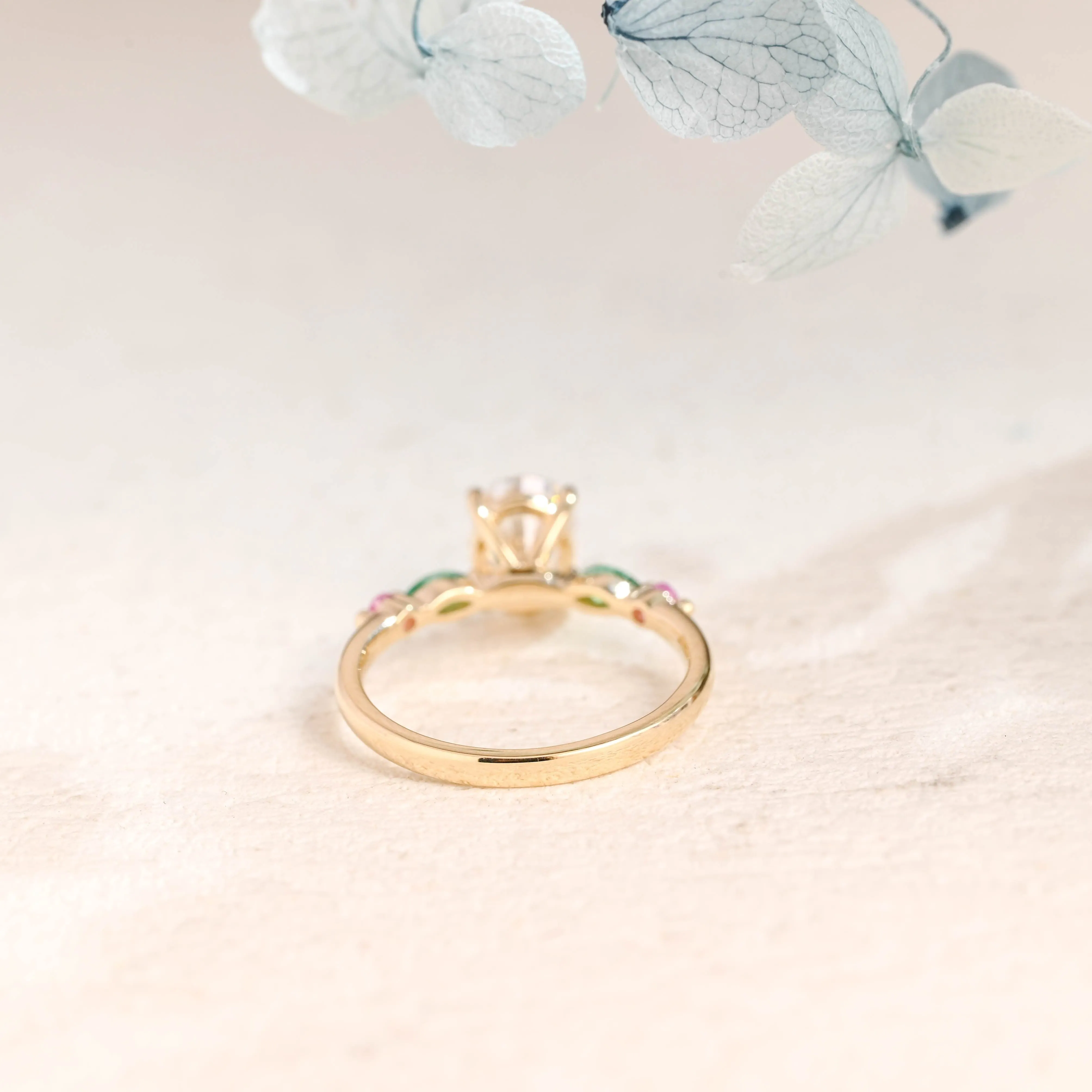 Solid Gold Oval Cut Moissanite Engagement Ring sold by Causyou product image thumbnail 5