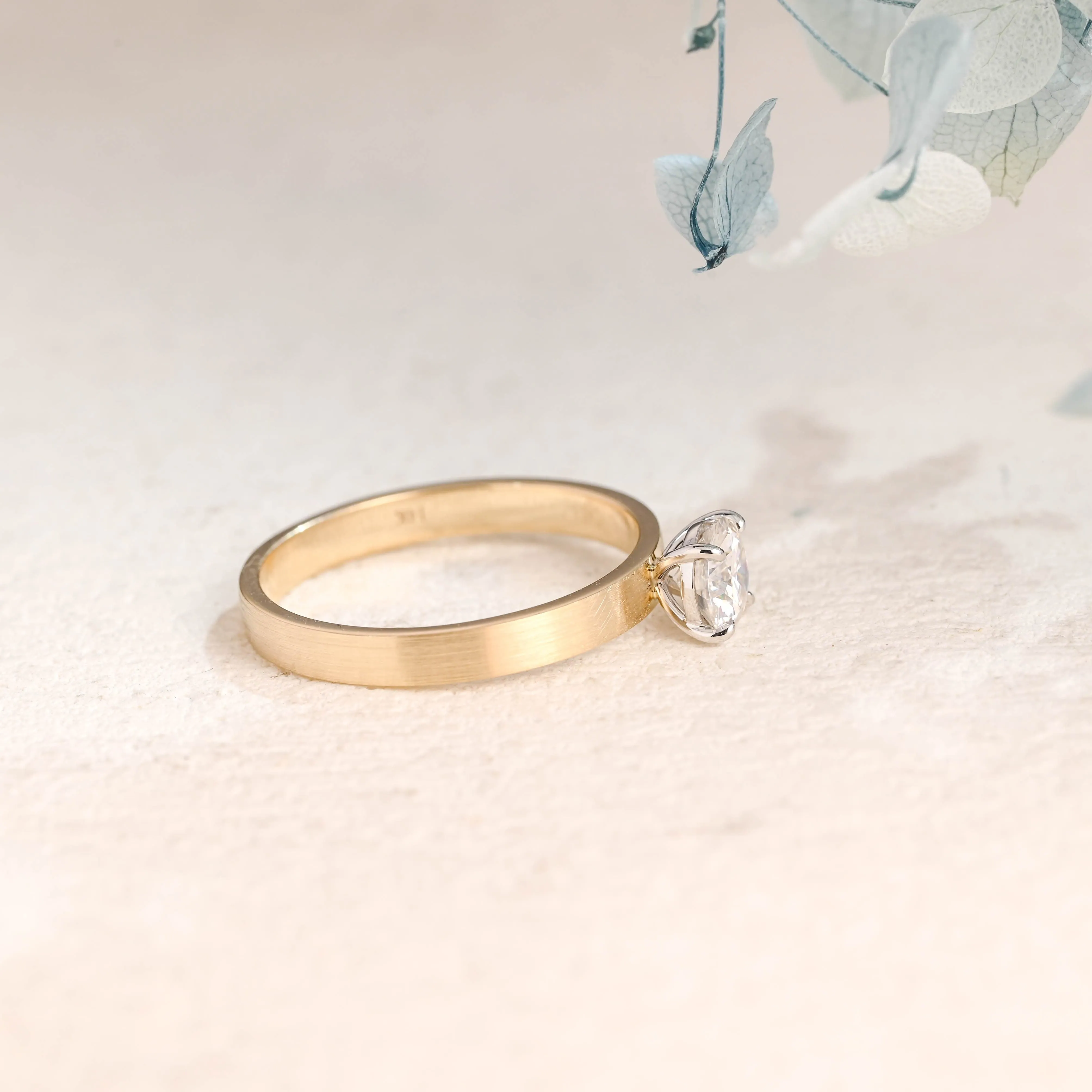 Solid Gold Round Cut Moissanite Engagement Ring sold by Causyou product image thumbnail 5