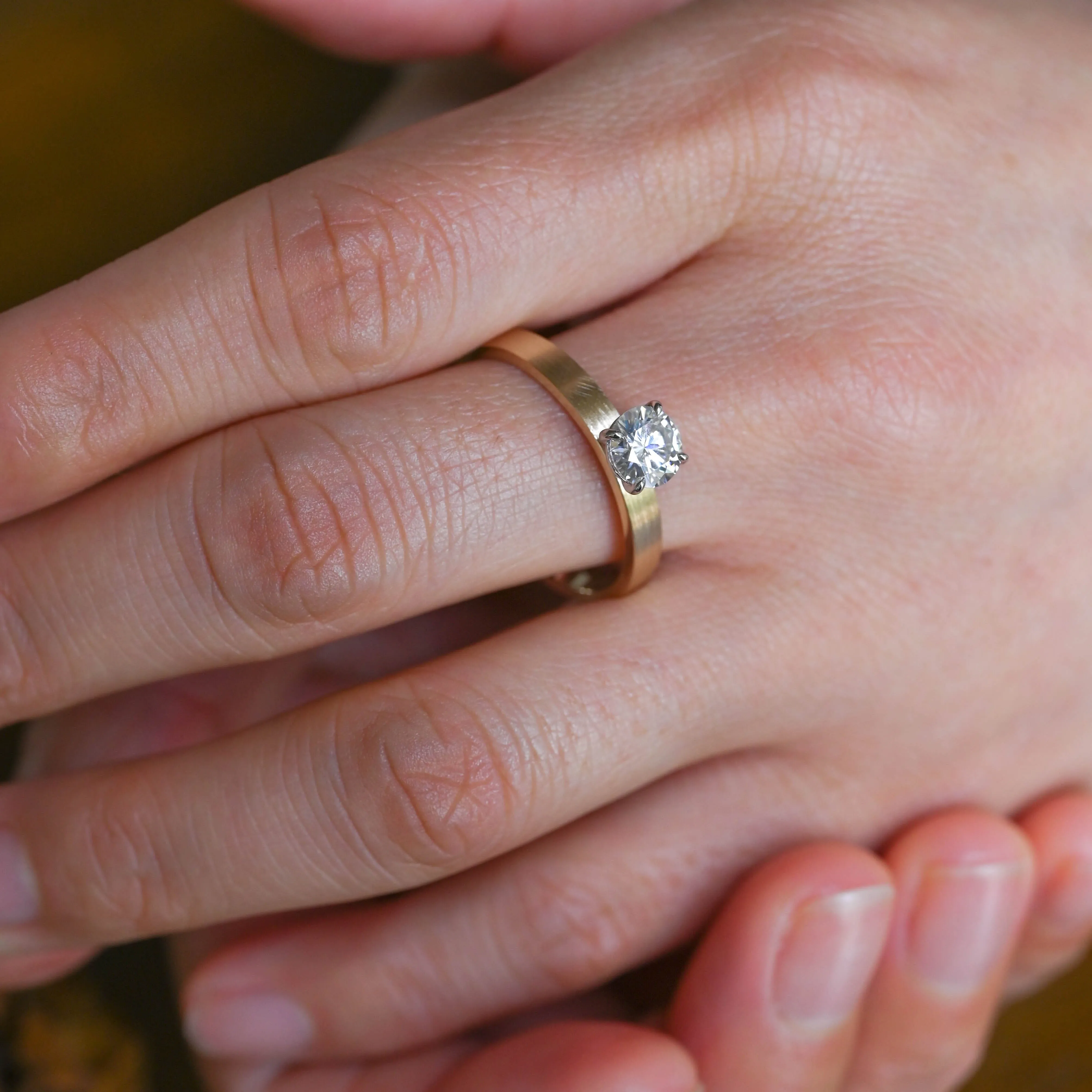 Solid Gold Round Cut Moissanite Engagement Ring sold by Causyou product image thumbnail 4