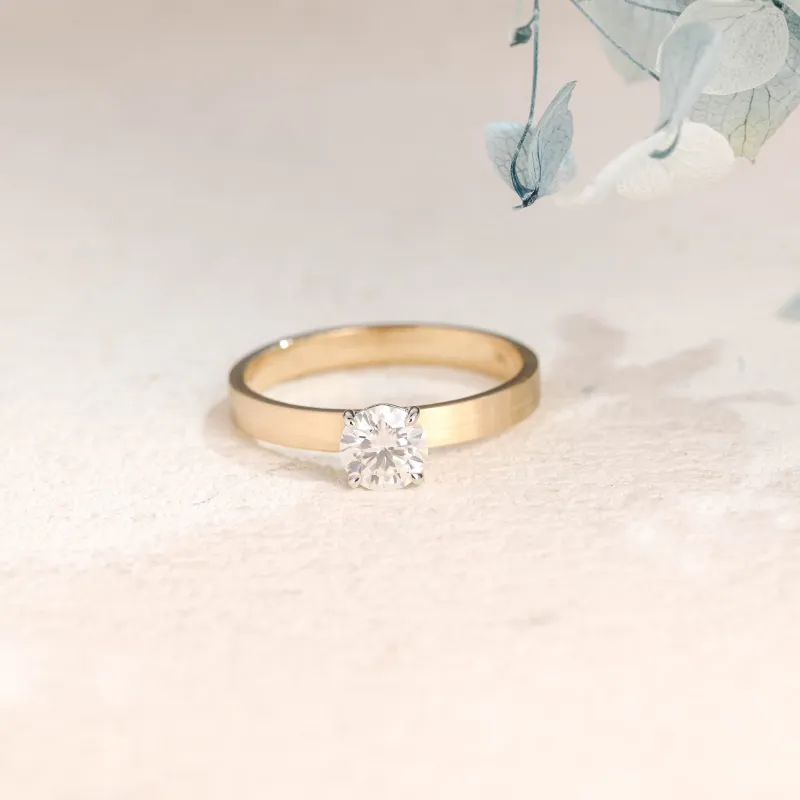 Solid Gold Round Cut Moissanite Engagement Ring sold by Causyou