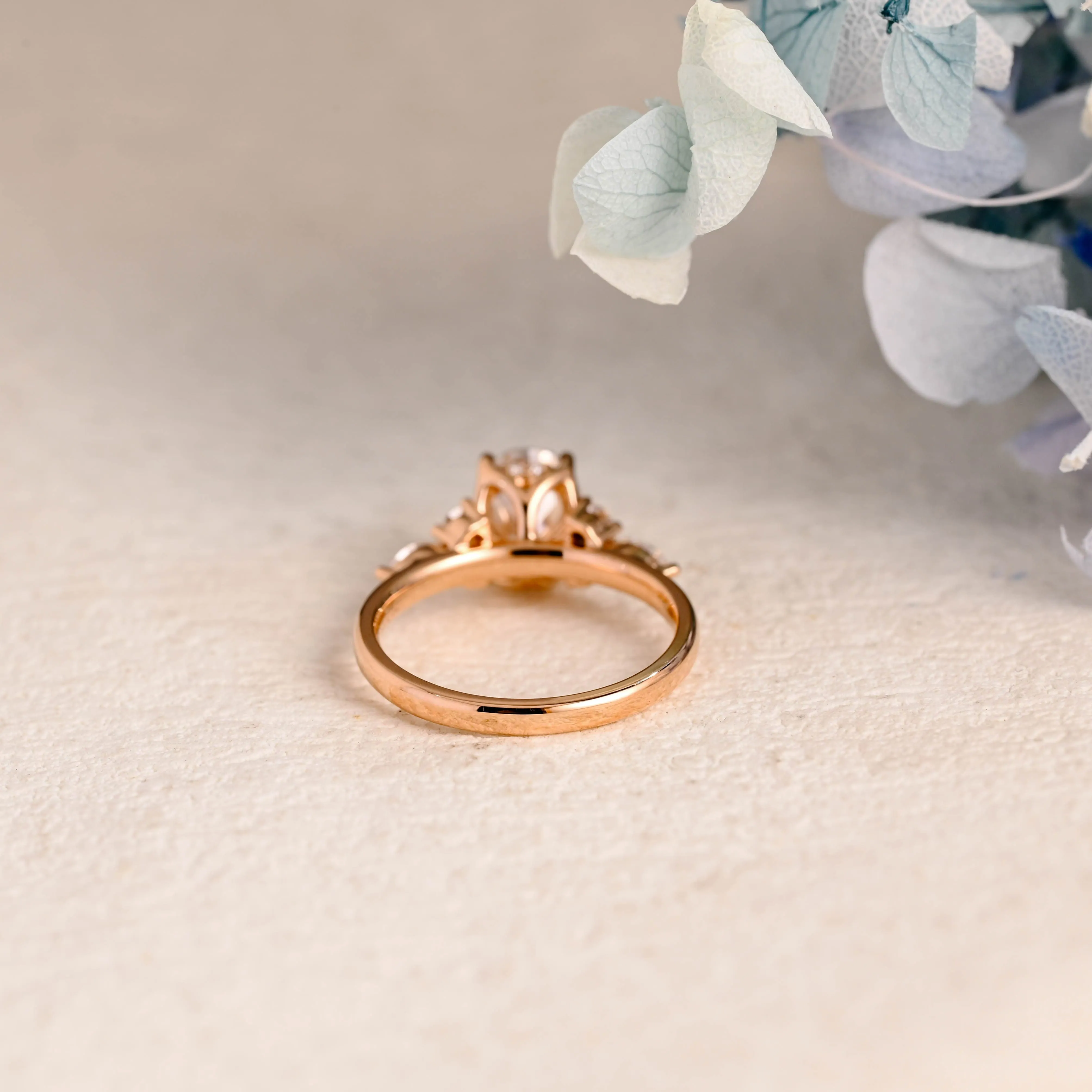 Solid Gold Oval Cut Moissanite Engagement Ring sold by Causyou product image thumbnail 5