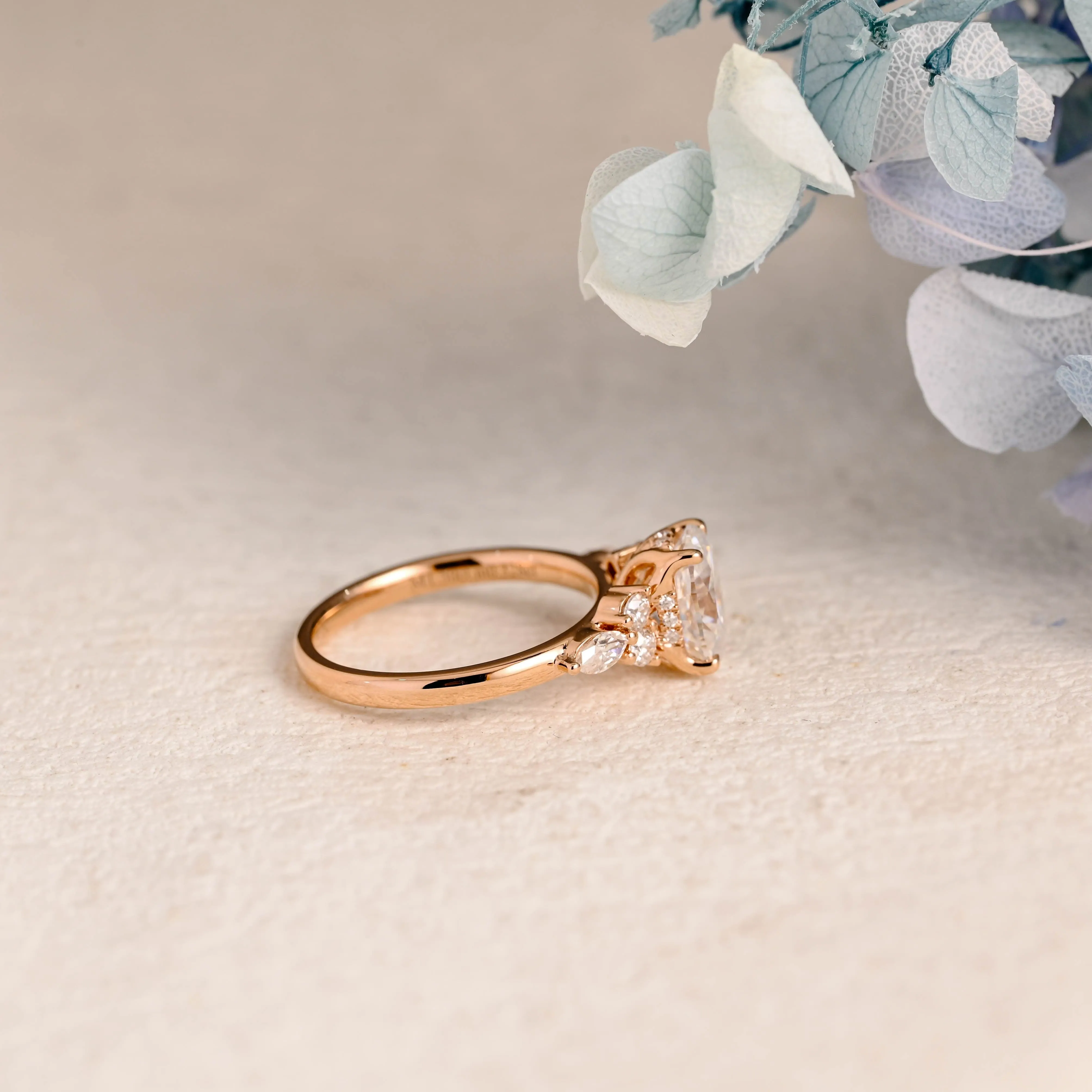 Solid Gold Oval Cut Moissanite Engagement Ring sold by Causyou product image thumbnail 4