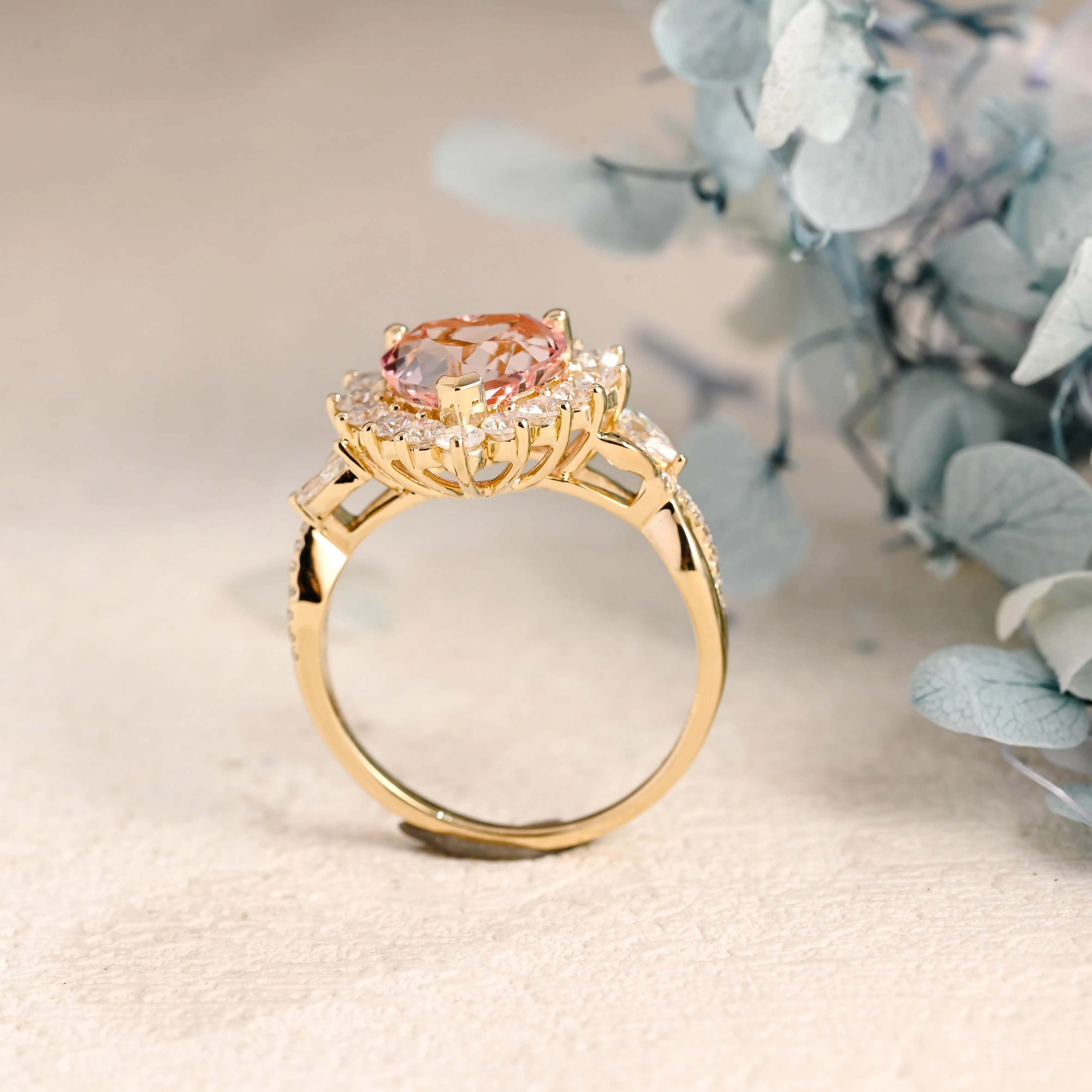 Solid Gold Heart Cut Pink Lab Grown Sapphire Ring sold by Causyou product image thumbnail 4