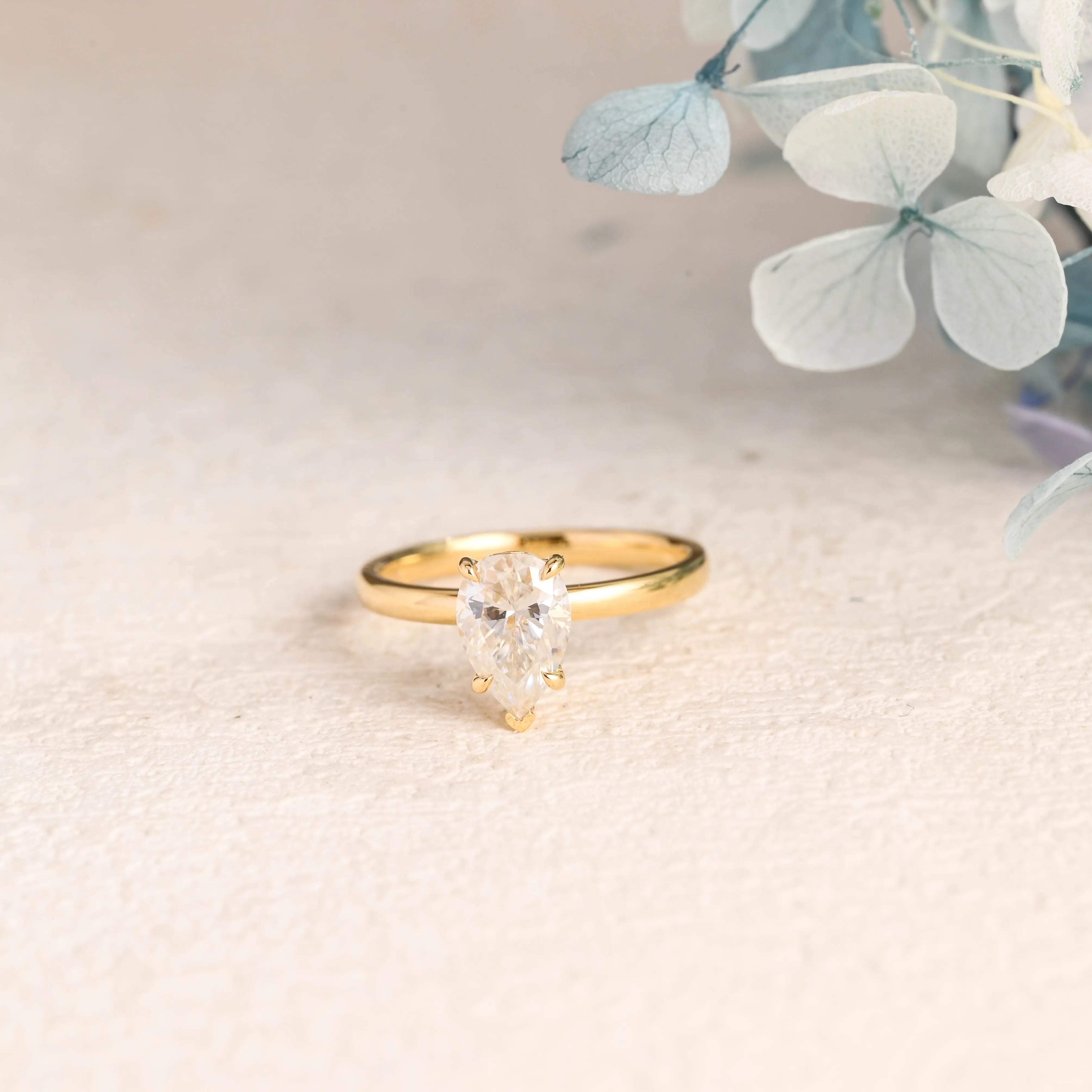 Solid Gold Pear Cut Moissanite Engagement Ring sold by Causyou
