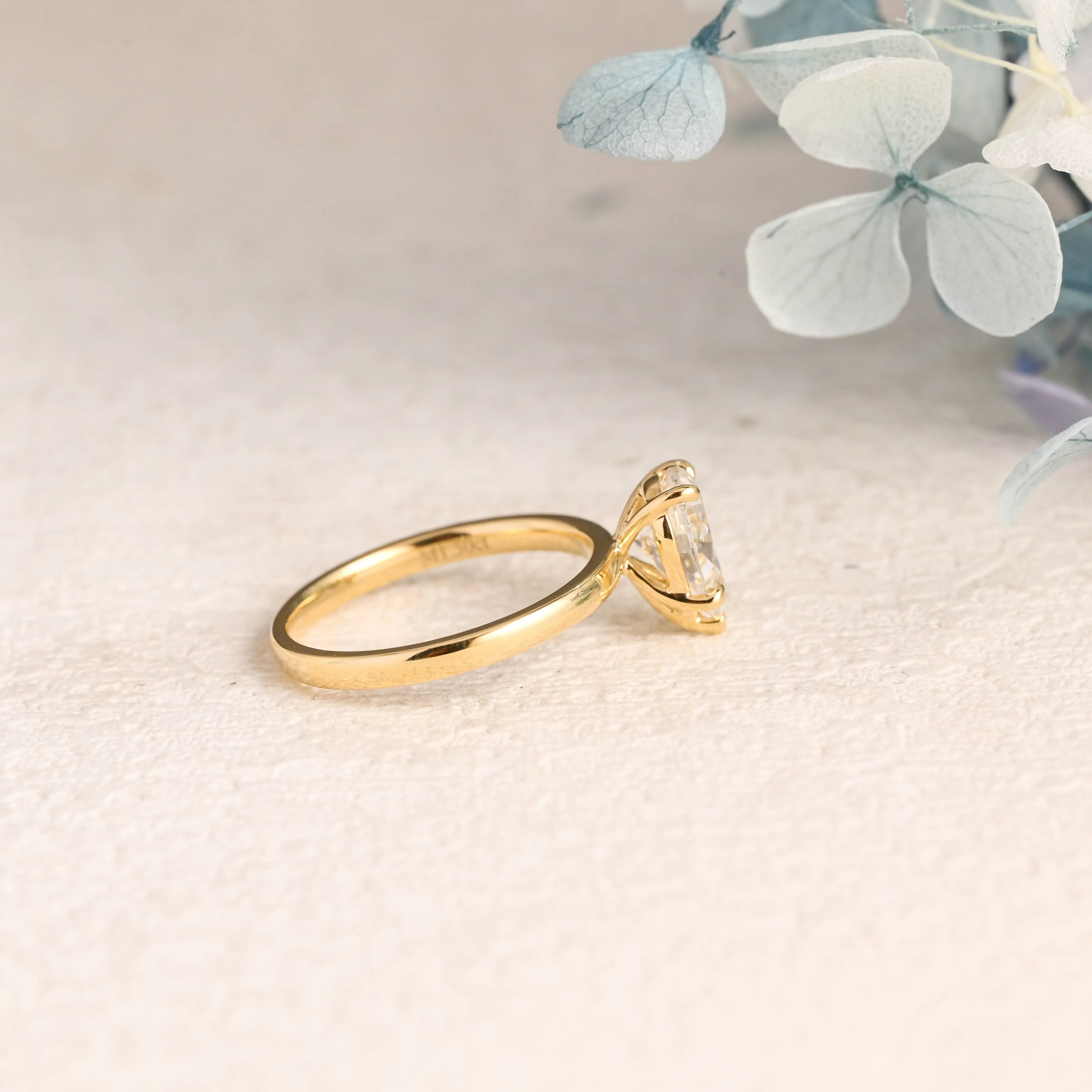 Solid Gold Pear Cut Moissanite Engagement Ring sold by Causyou product image thumbnail 4