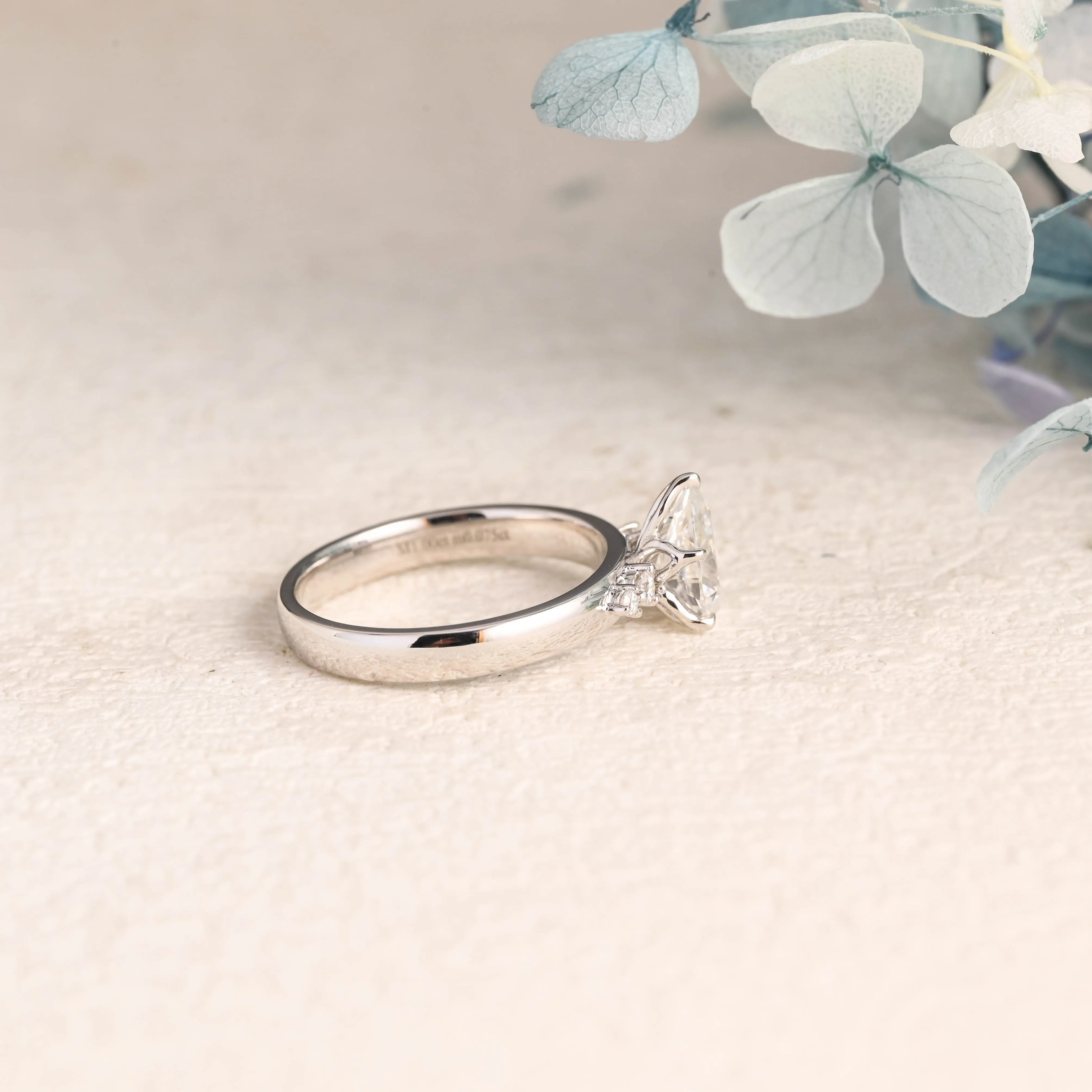 Solid Gold Pear Cut Moissanite Engagement Ring sold by Causyou product image thumbnail 4