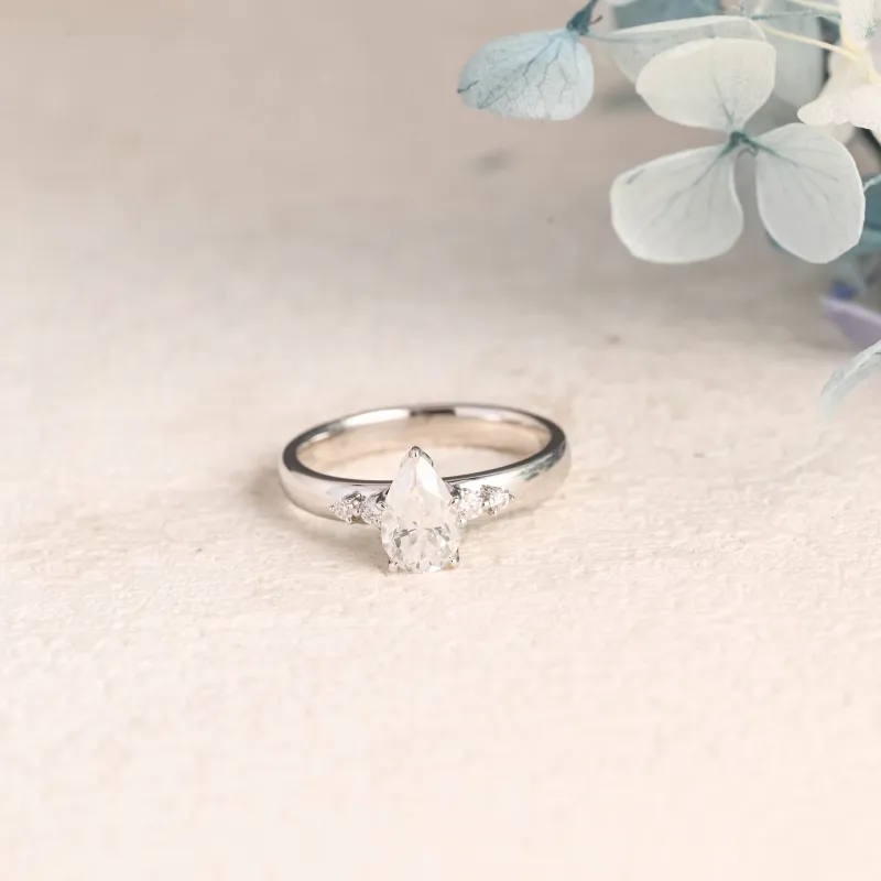 Solid Gold Pear Cut Moissanite Engagement Ring sold by Causyou